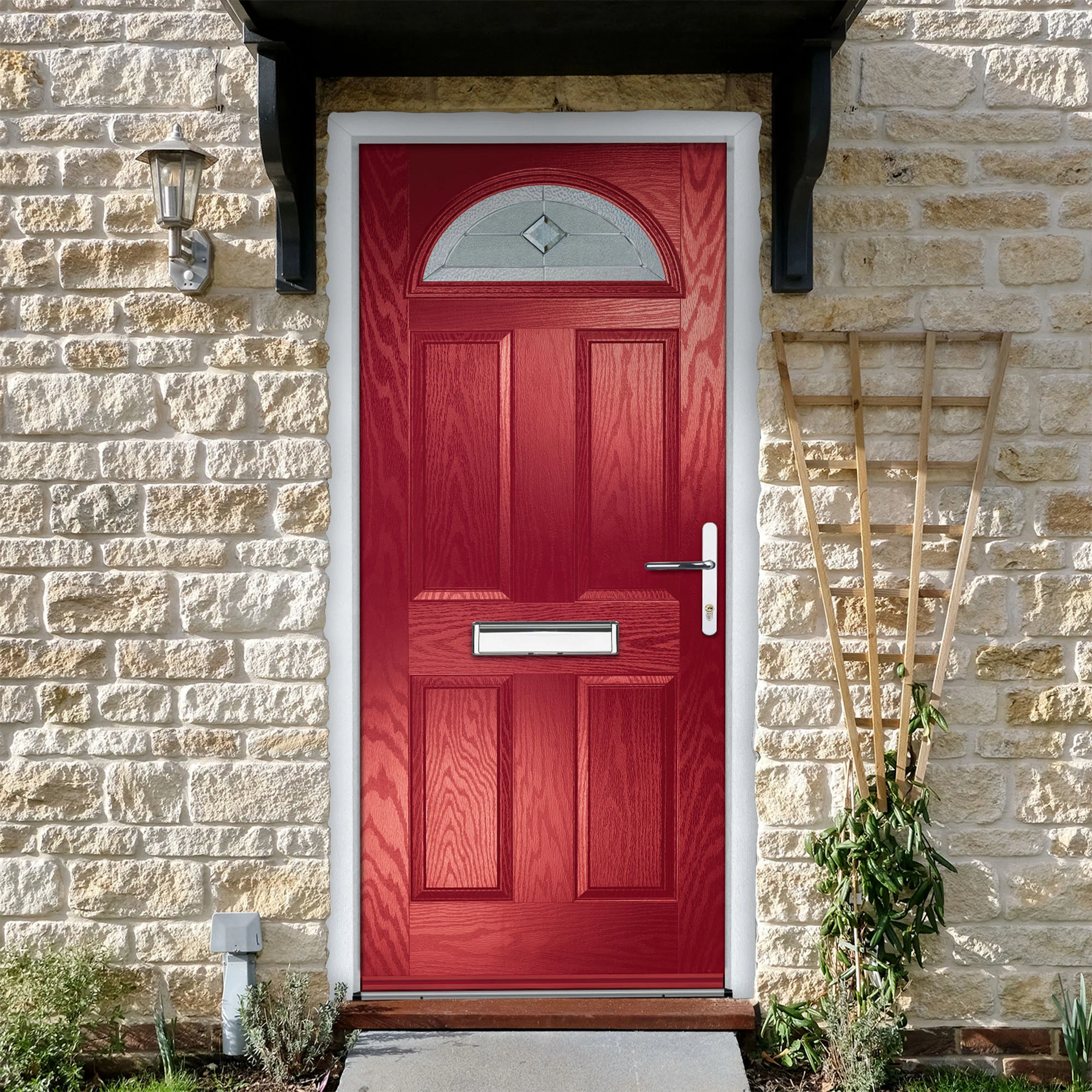 Bodney Red Pre-Hung Venice Glass Composite Front Door Set - Image 4
