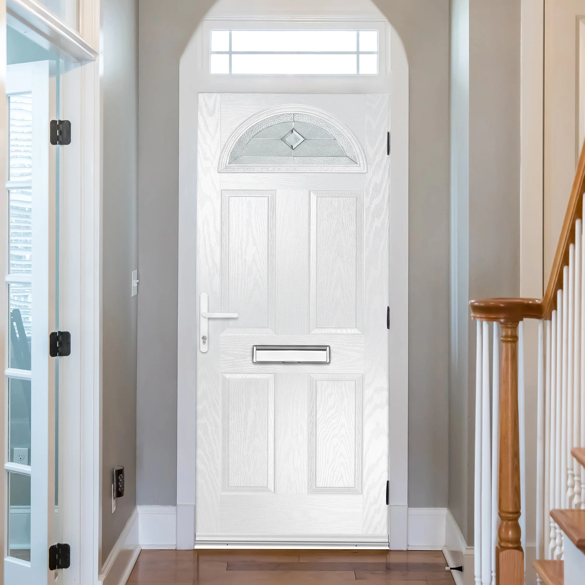 Bodney Red Pre-Hung Venice Glass Composite Front Door Set - Image 7