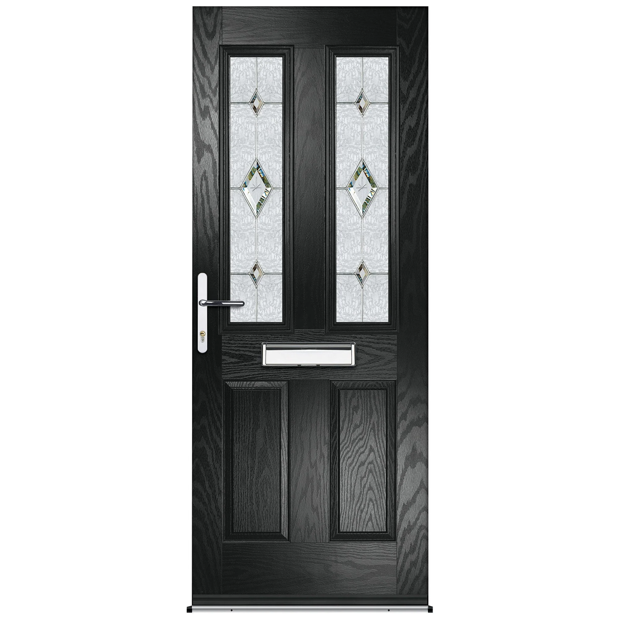 Charlwood Black Pre-Hung Tivoli Glass Composite Front Door Set - Image 2