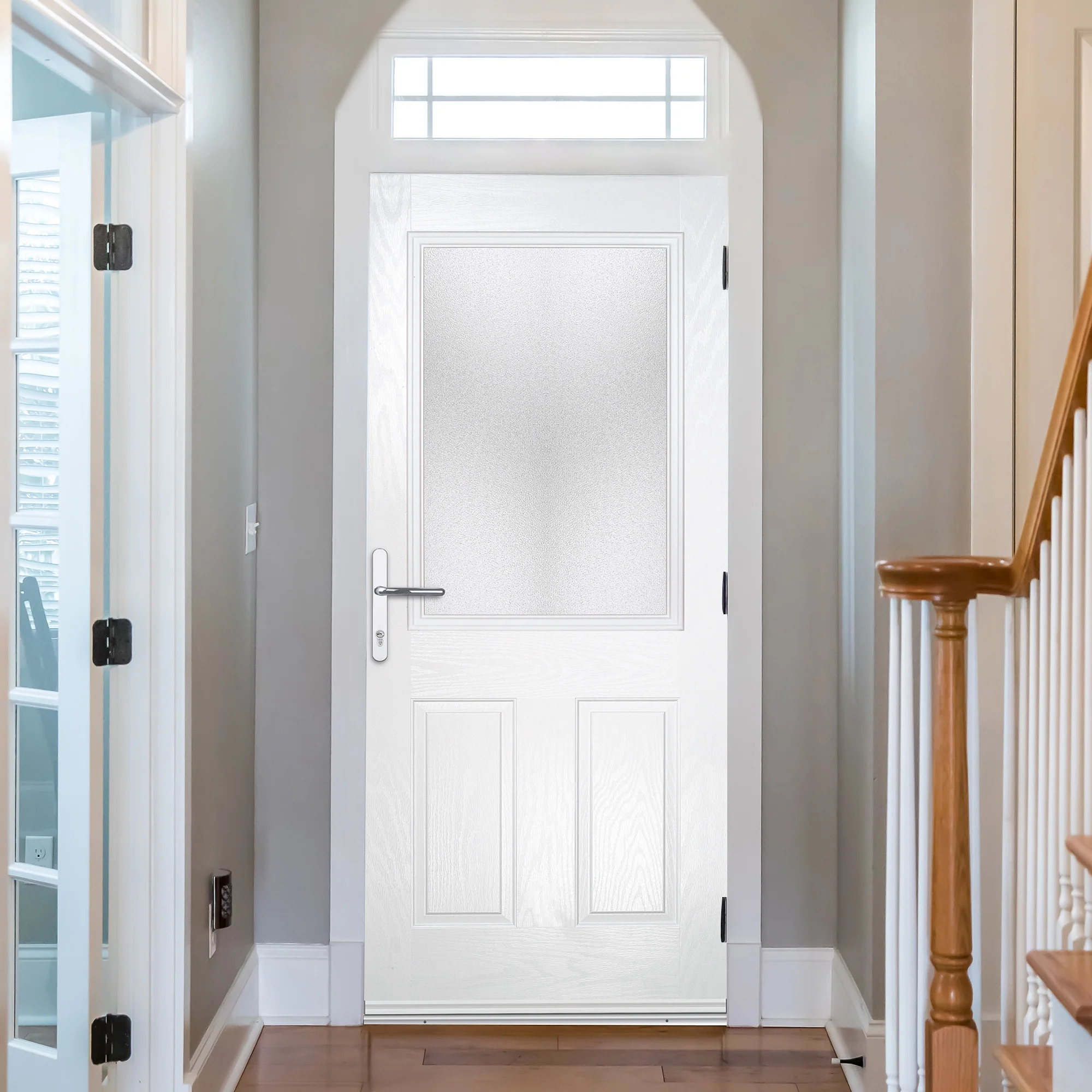 Eaton White Pre-Hung Obscure Glass Composite Front Door Set - Image 7