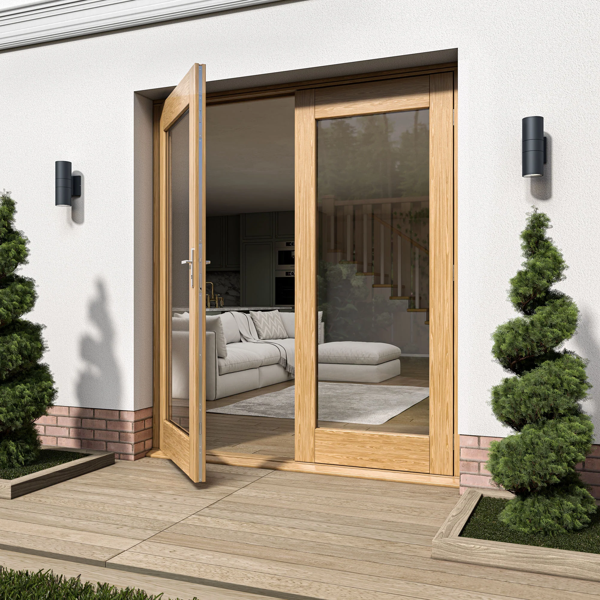 Fully Finished Oak External French Patio Door Set (OAKPATIO+HW) - Image 10