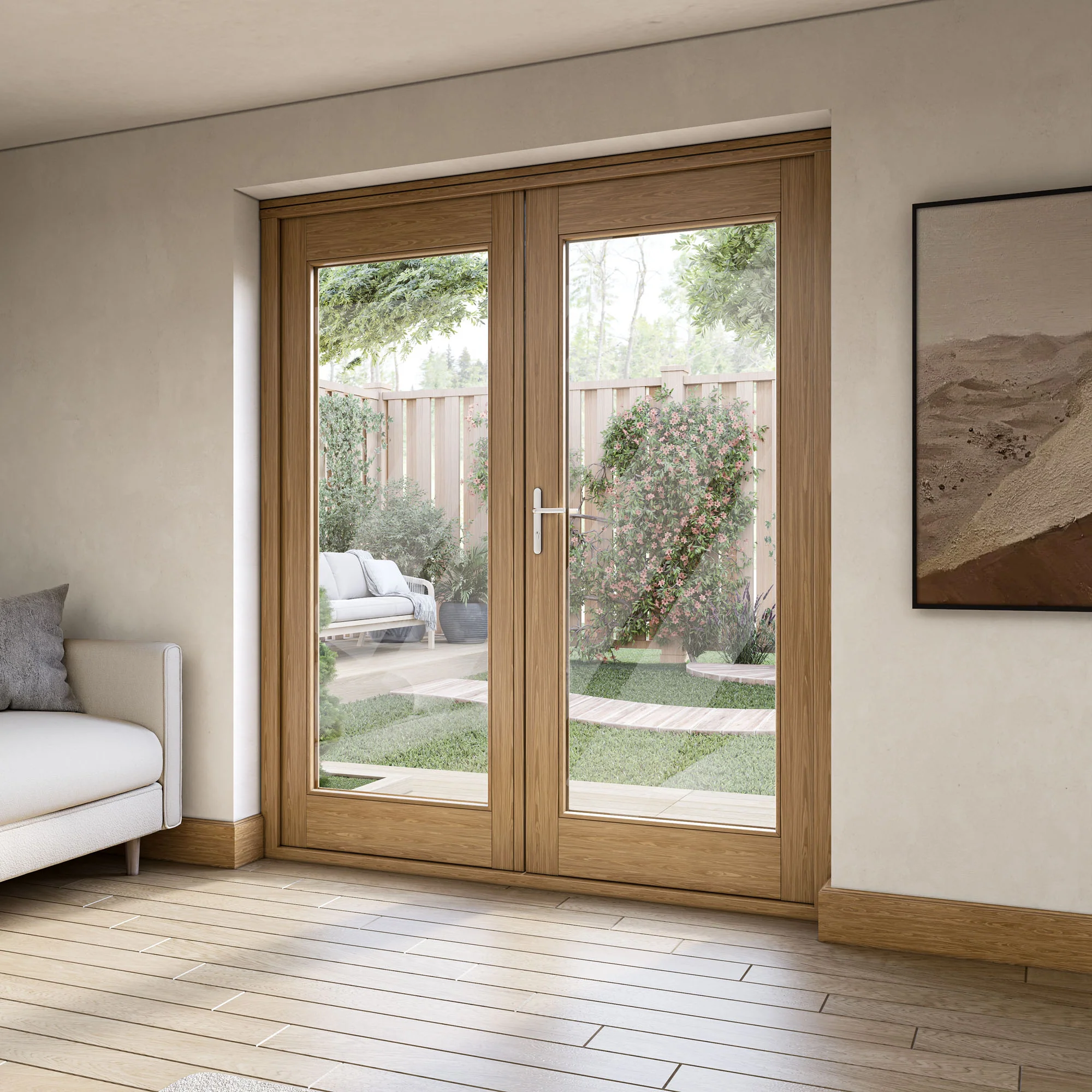 Fully Finished Oak External French Patio Door Set (OAKPATIO+HW) - Image 11