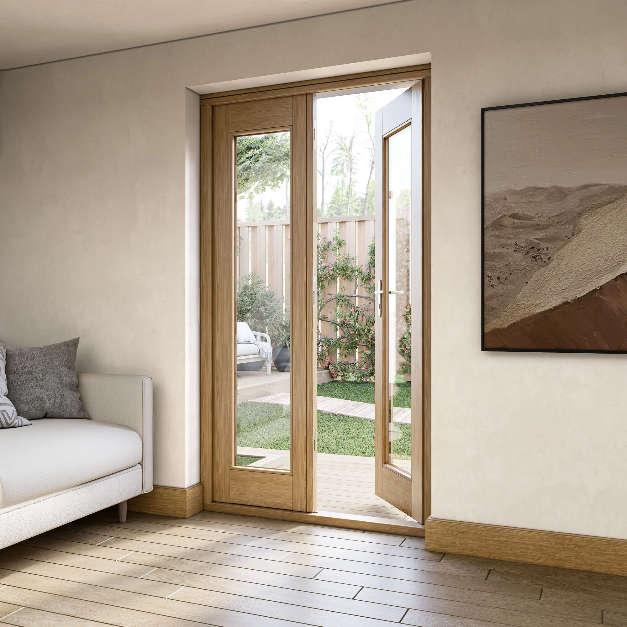 Fully Finished Oak External French Patio Door Set (OAKPATIO+HW) - Image 2