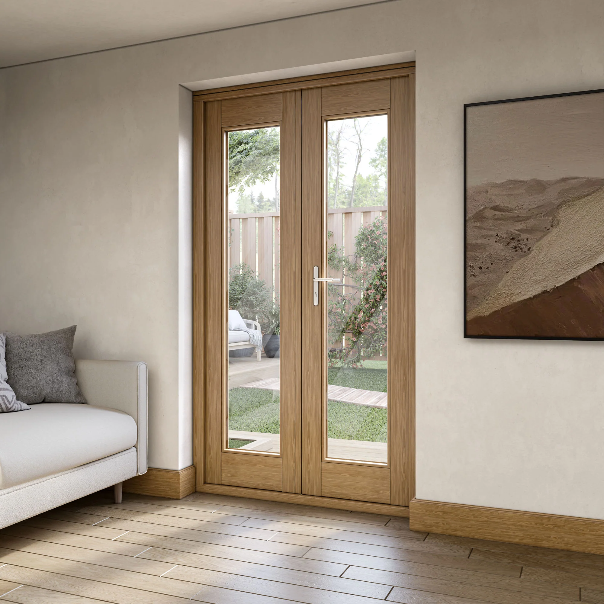 Fully Finished Oak External French Patio Door Set (OAKPATIO+HW) - Image 6