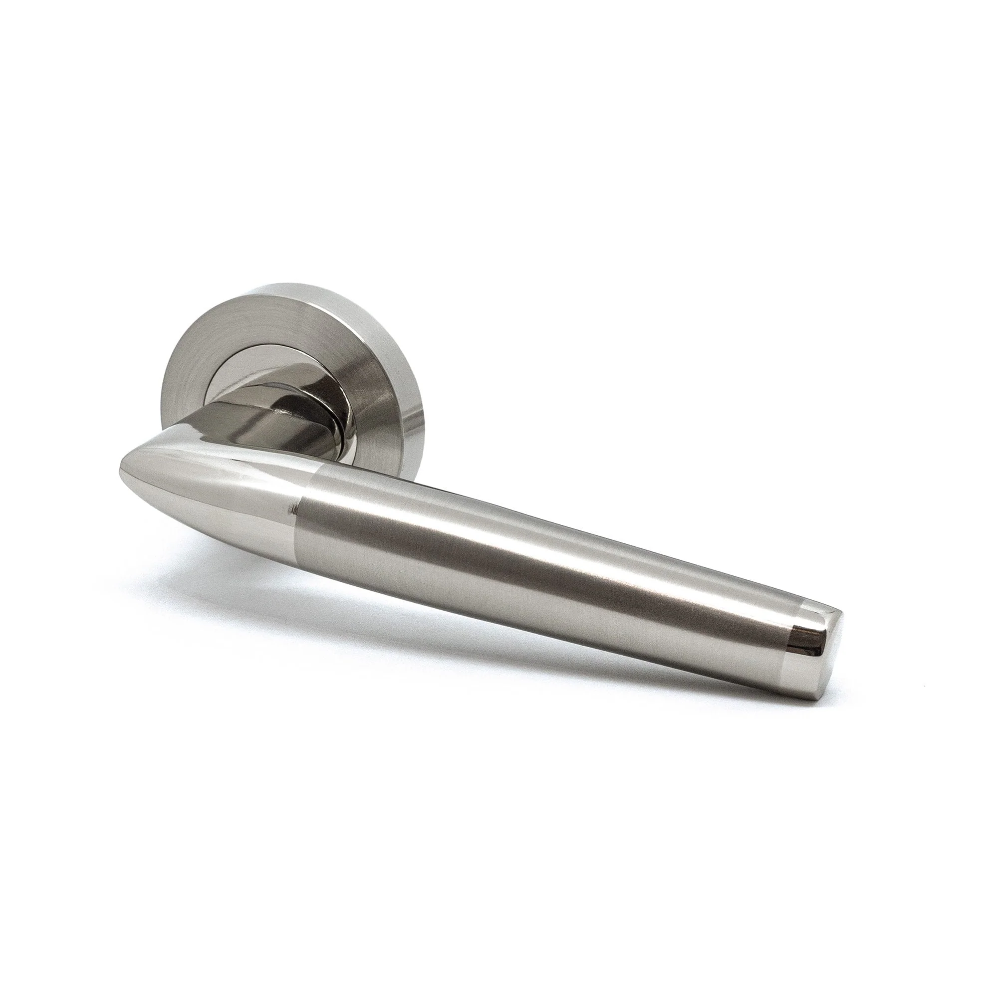 Premium Valiant Lever On Round Rose Bathroom Handle Set - Two-Tone Nickel (76725) - Image 2