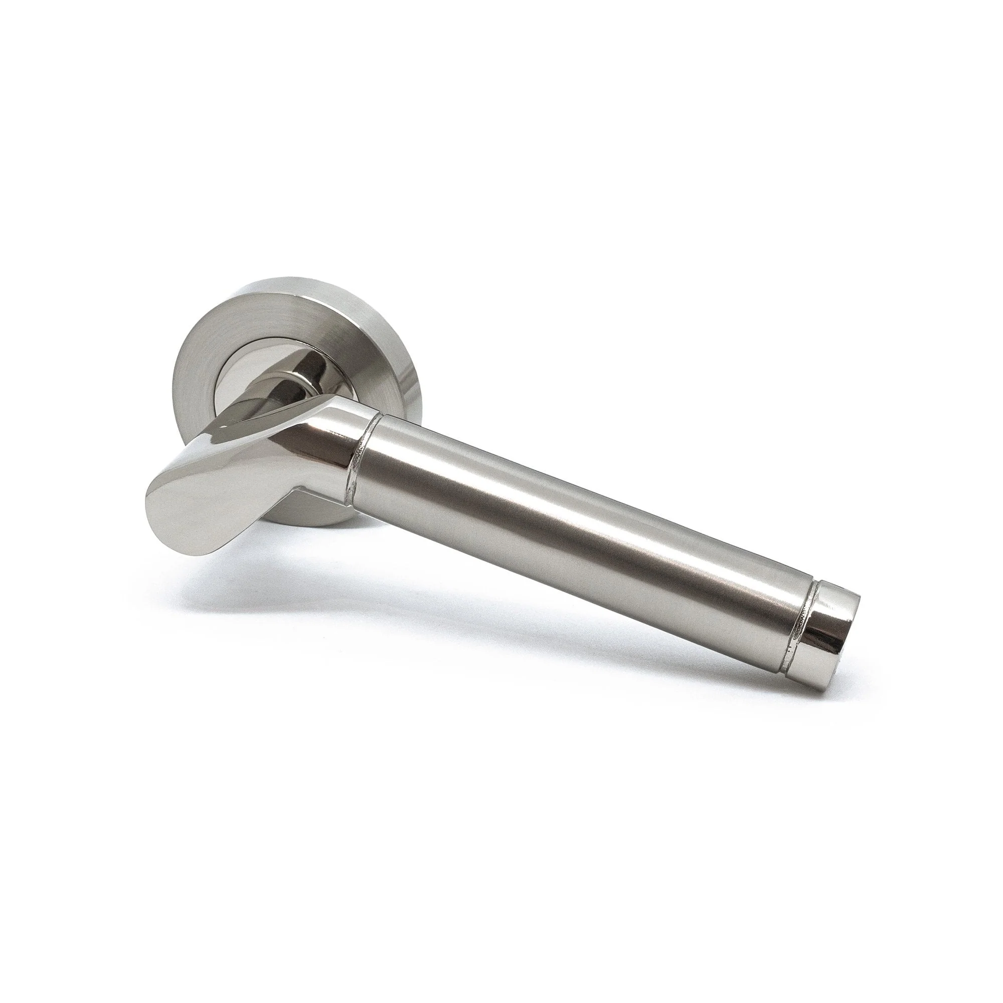 Premium Ventura Lever On Round Rose Handle Set - Two-Tone Satin (76726) - Image 2