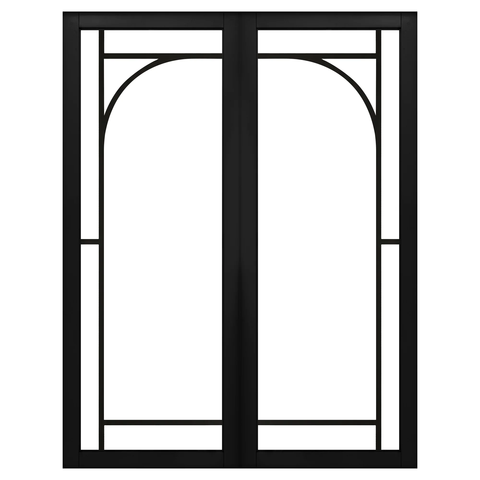 Jet Black Internal Fully Finished 12 Light Arch Industrial Studio Pair Door (STUBLARCHPR) - Image 2