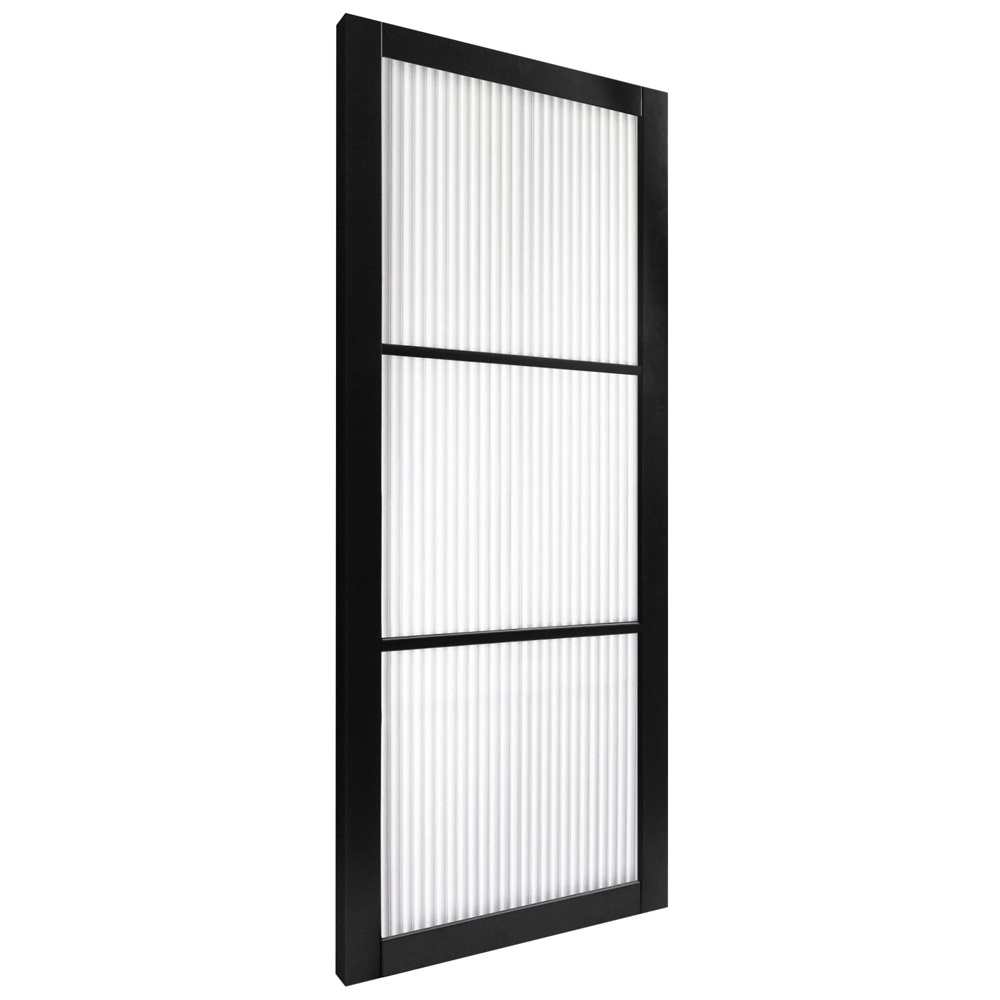 Jet Black Internal Fully Finished 3 Light Reeded Glass Industrial Studio Door (STUBL3LREED) - Image 2