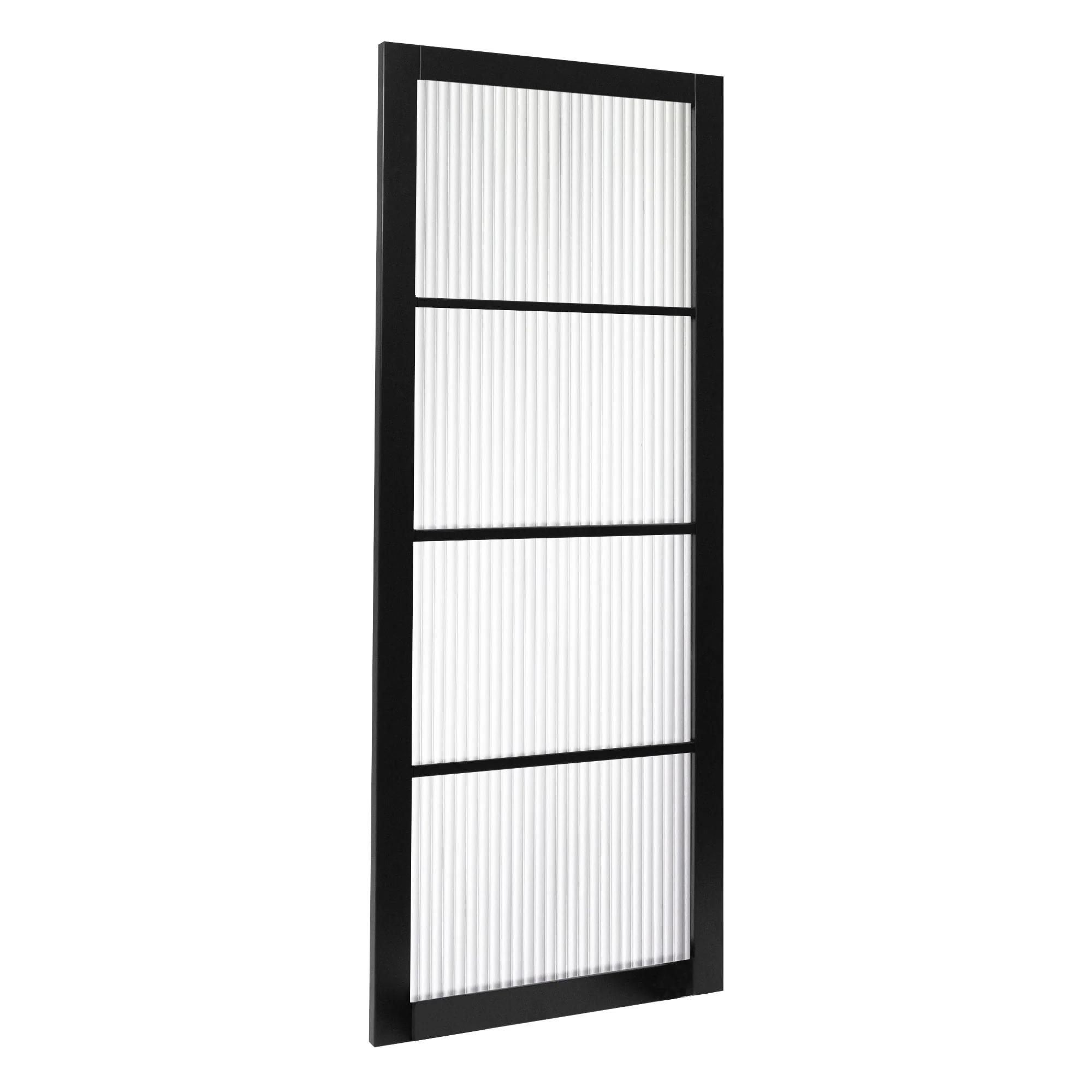 Jet Black Internal Fully Finished 4 Light Reeded Glass Industrial Studio Door (STUBL4LREED) - Image 2