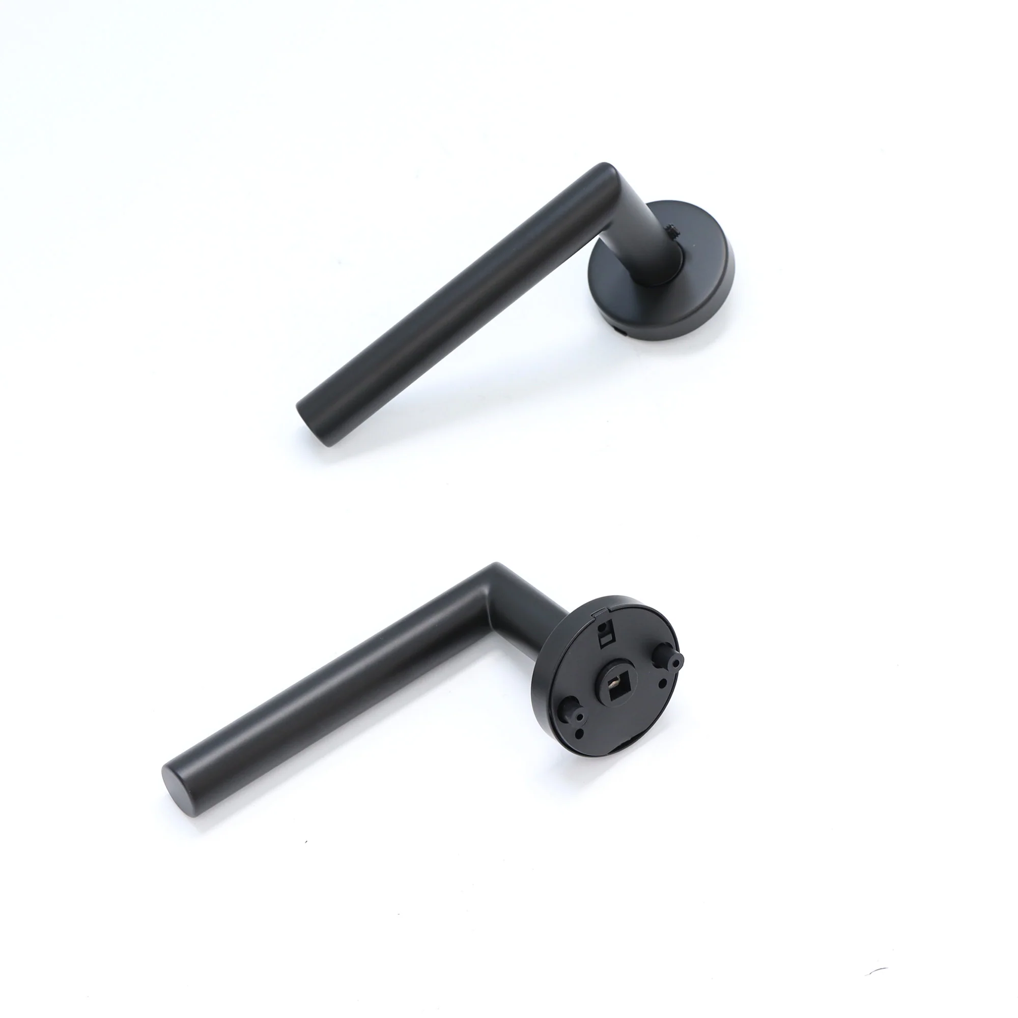 Lifestyle Alpha Lever on Round Rose Handle Set - Matt Black (123568) - Image 2