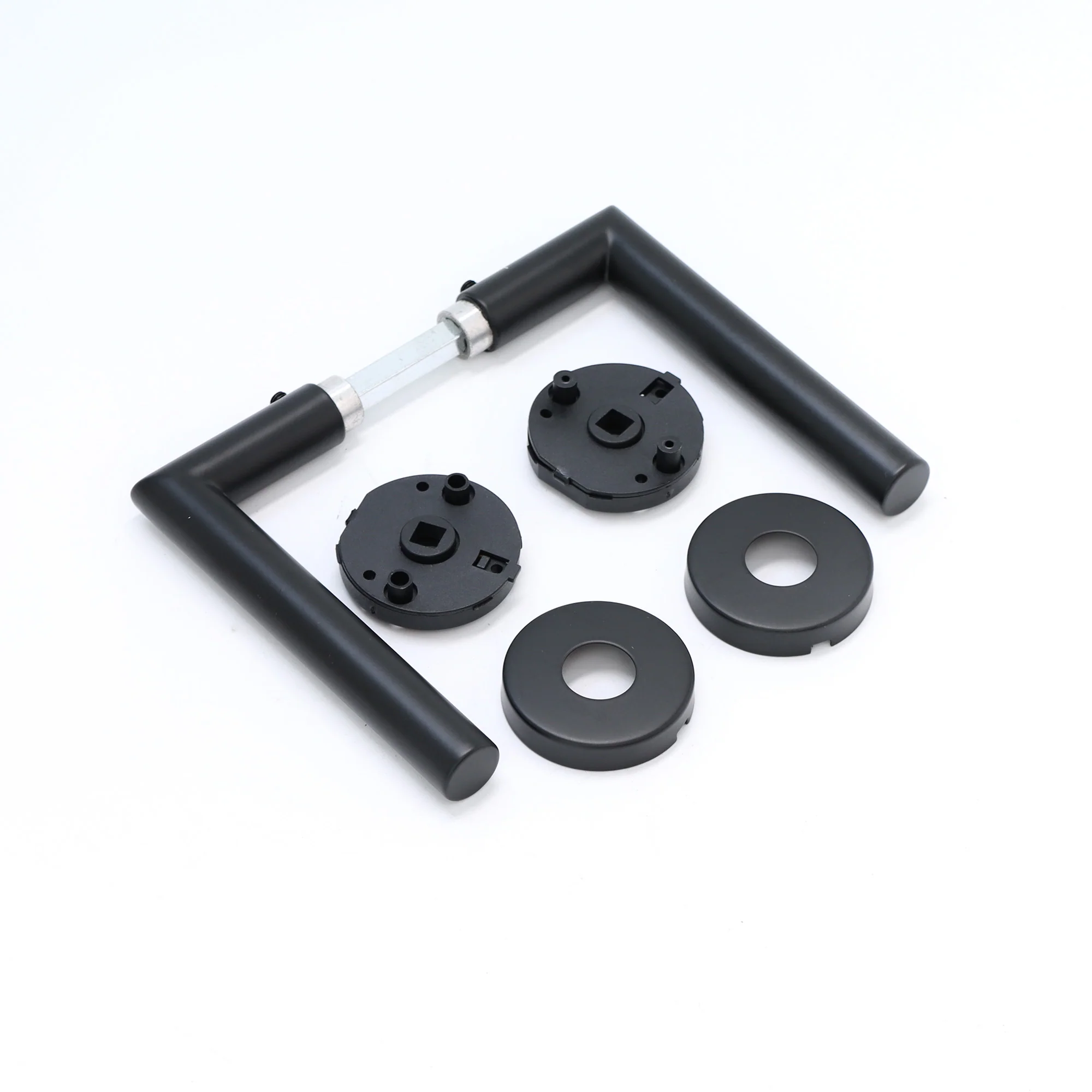 Lifestyle Alpha Lever on Round Rose Handle Set - Matt Black (123568) - Image 3