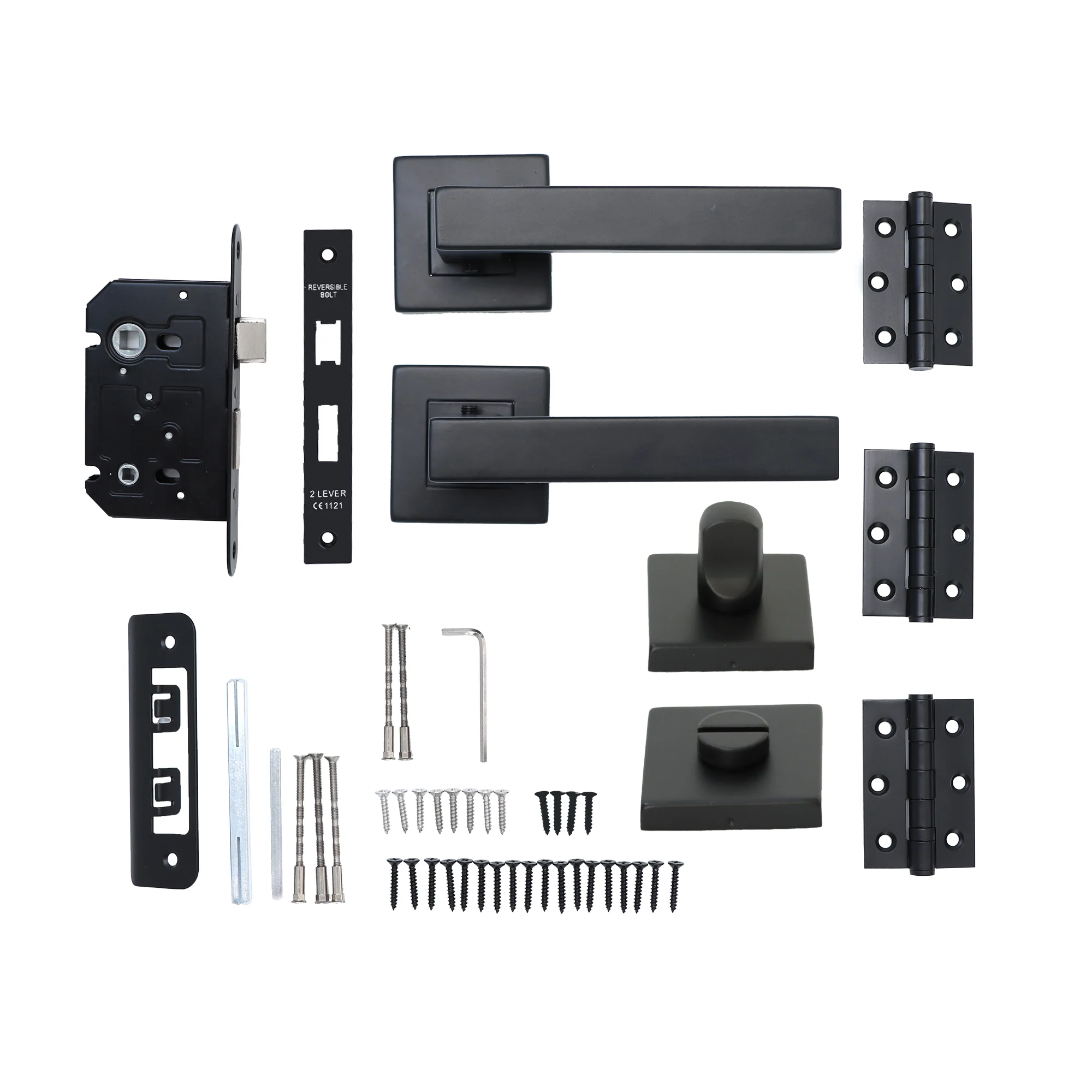 Superior Callisto Lever on Square Rose Bathroom Handle Set - Matt Black (123518)
