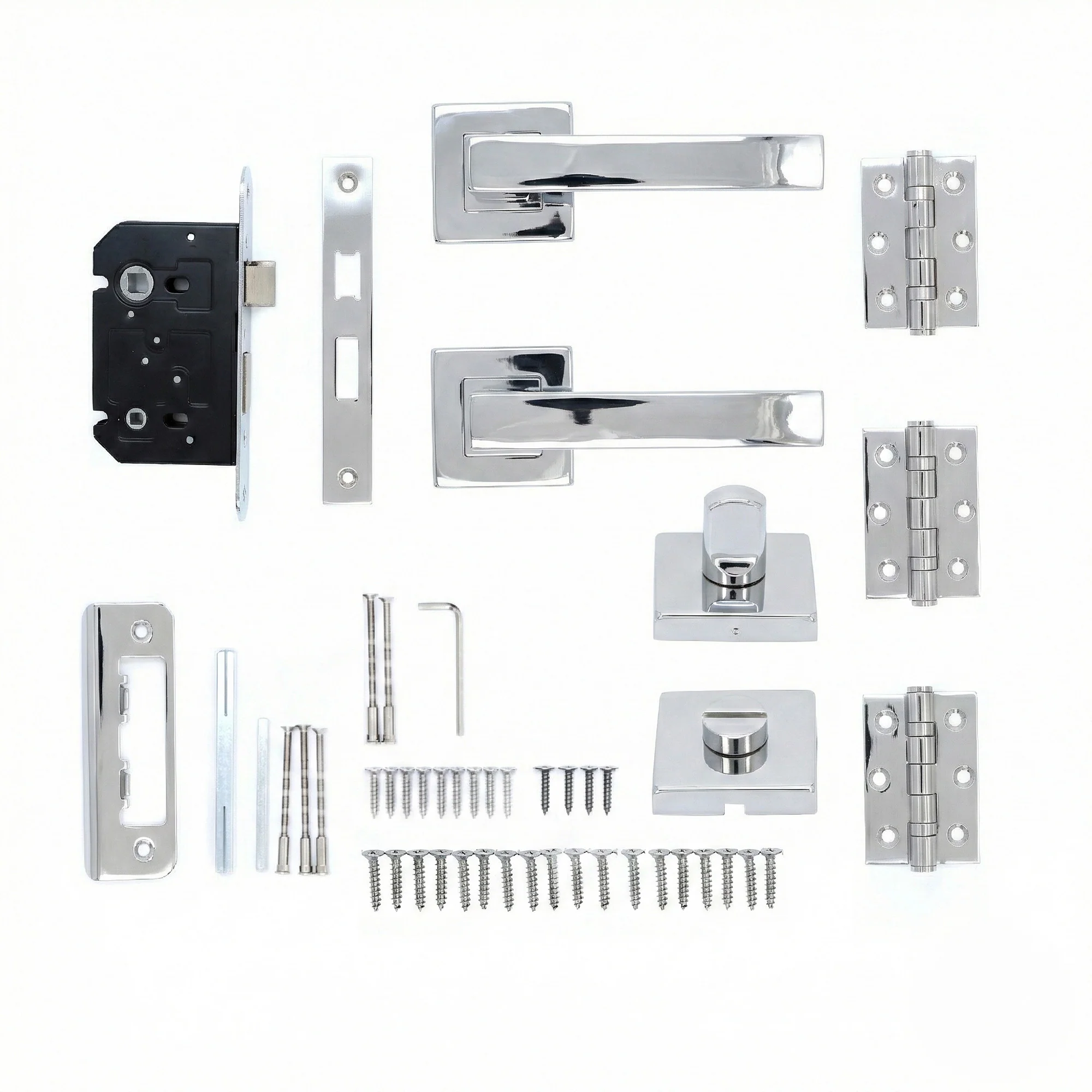 Superior Callisto Lever on Square Rose Bathroom Handle Set - Polished Stainless Steel (123516)