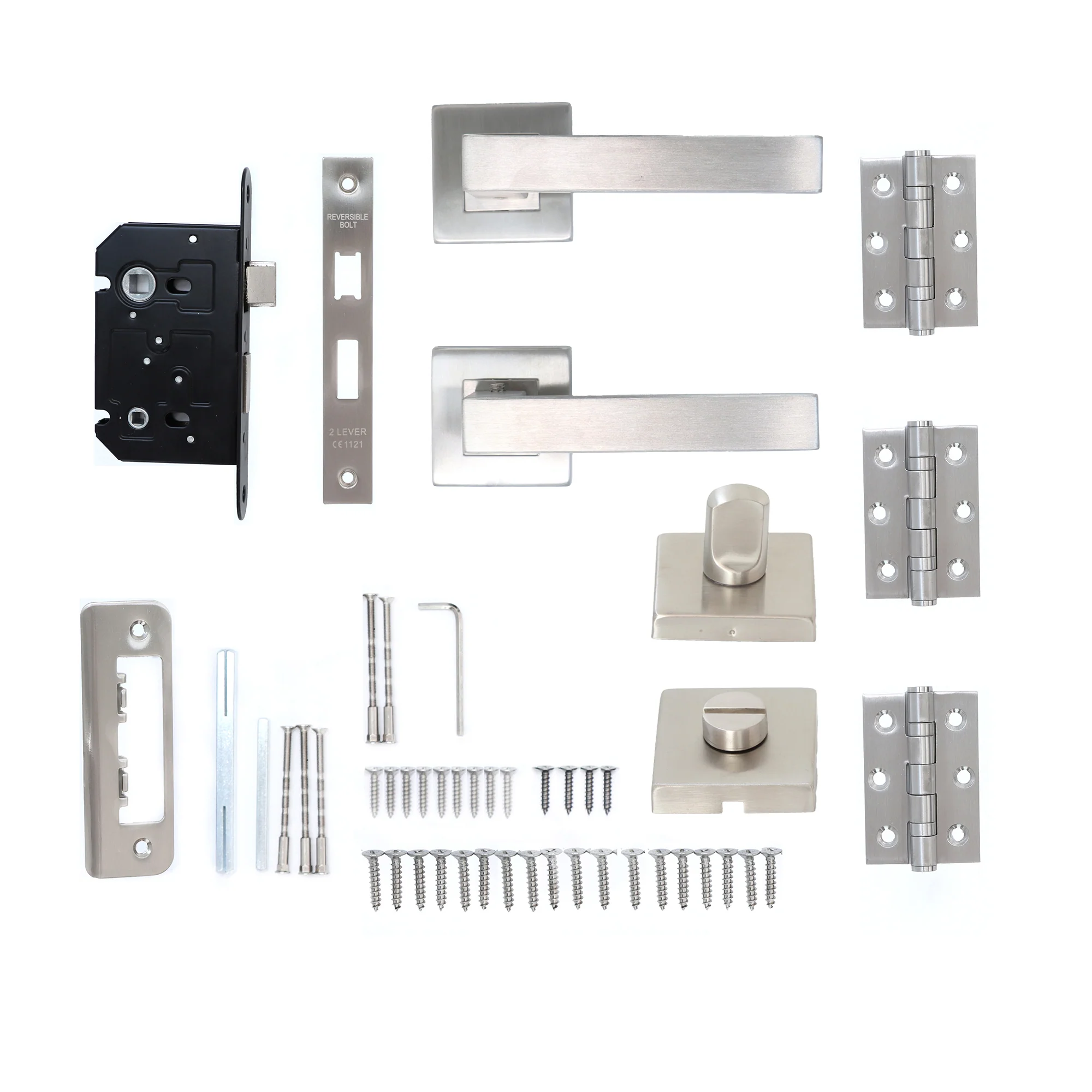 Superior Callisto Lever on Square Rose Bathroom Handle Set - Satin Stainless Steel (123515)