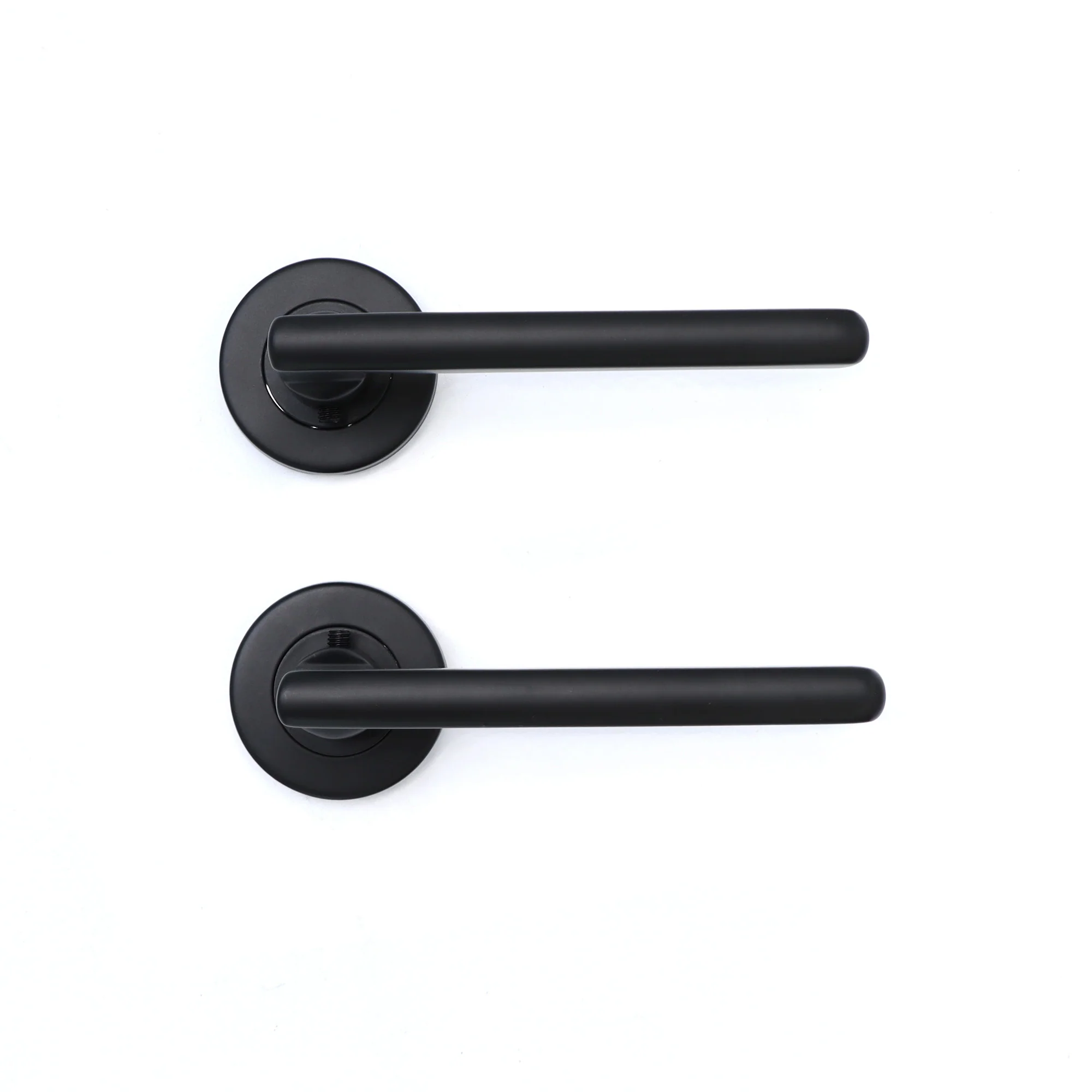 Superior Luna Lever on Round Rose Bathroom Handle Set - Matt Black (123503) - Image 2
