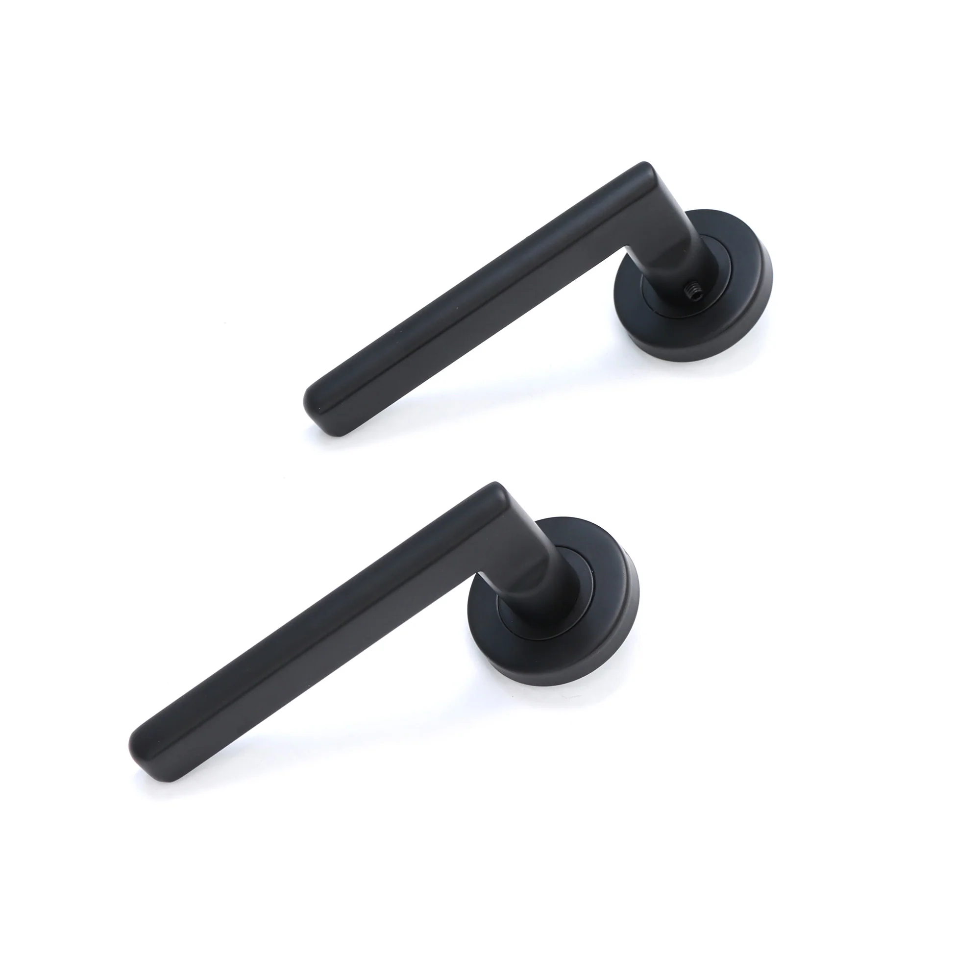 Superior Luna Lever on Round Rose Bathroom Handle Set - Matt Black (123503) - Image 6