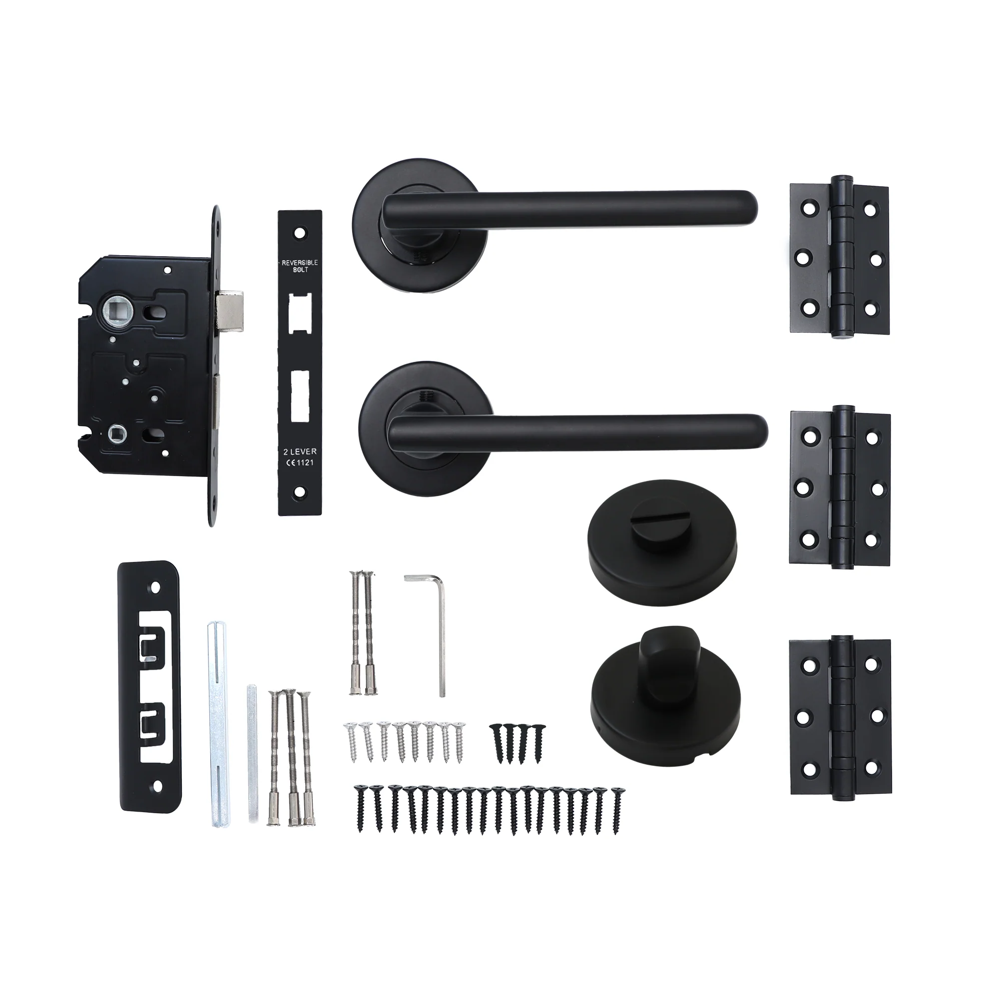 Superior Luna Lever on Round Rose Bathroom Handle Set - Matt Black (123503) - Image 7