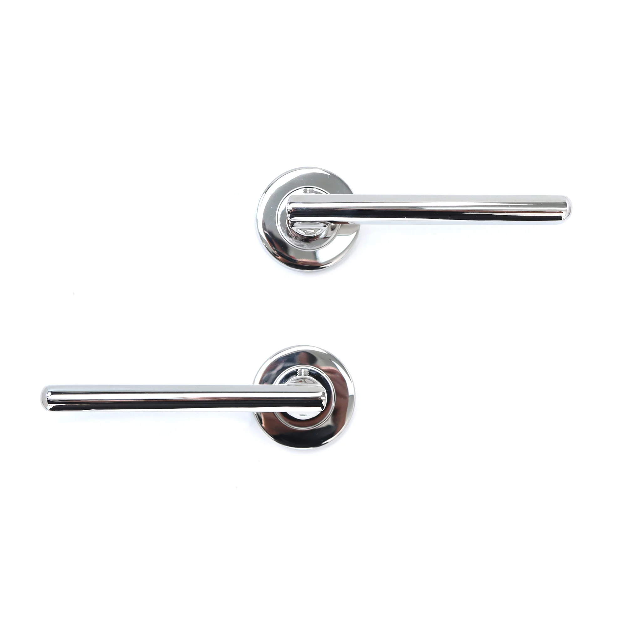 Superior Luna Lever on Round Rose Bathroom Handle Set - Polished Stainless Steel (123501) - Image 6