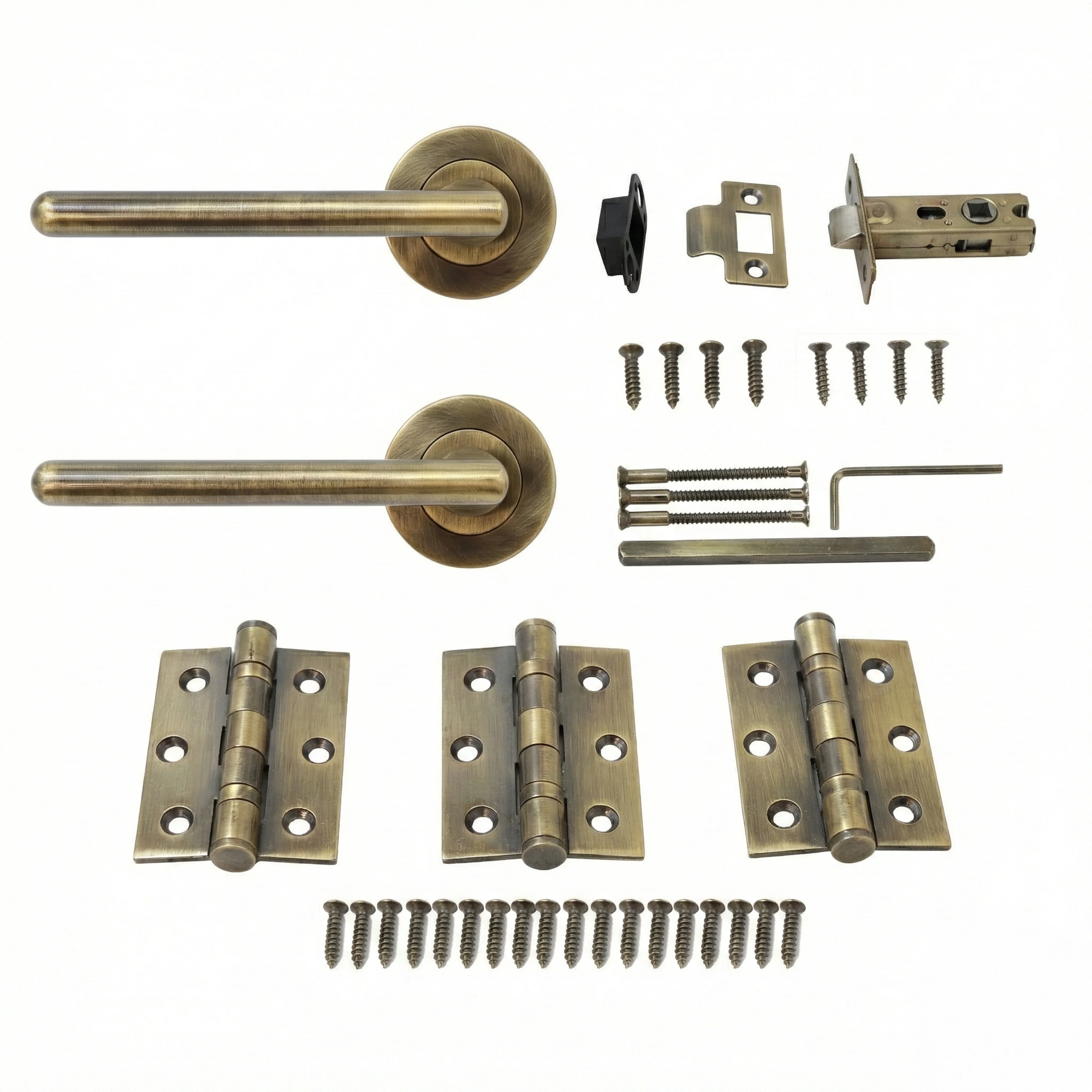 Superior Luna Lever on Round Rose CE13 Fire Door Handle Set - Antique Brass (123531) - Image 3
