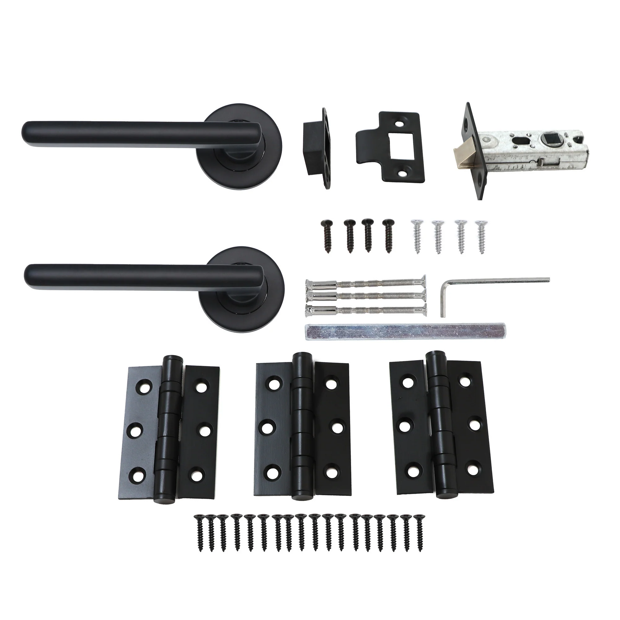 Superior Luna Lever on Round Rose CE13 Fire Door Handle Set - Matt Black (123532) - Image 7