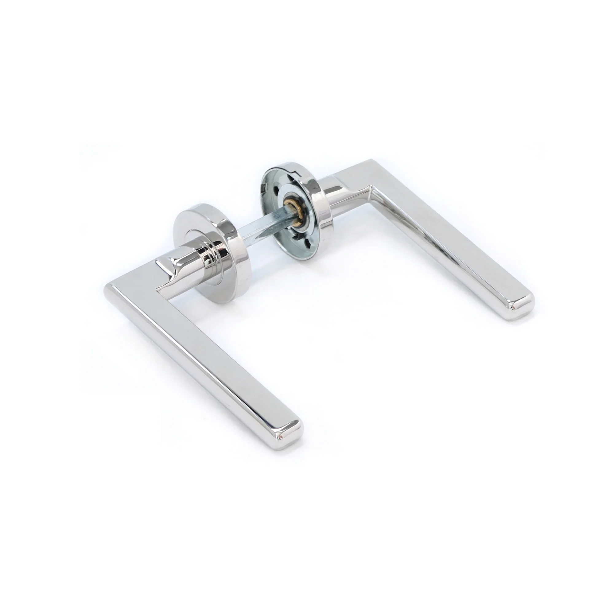 Superior Luna Lever on Round Rose CE13 Fire Door Handle Set - Polished Stainless Steel (123530) - Image 2