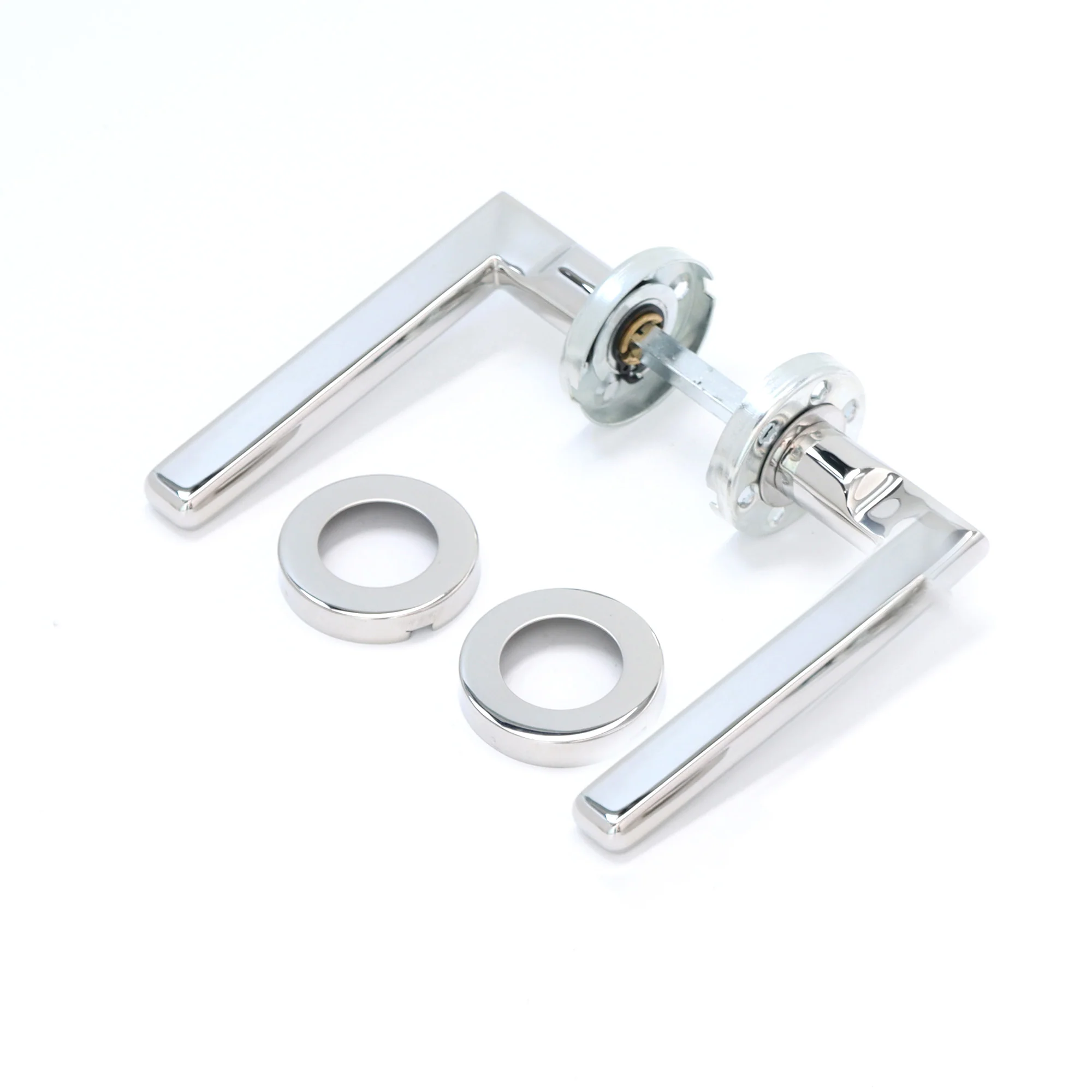 Superior Luna Lever on Round Rose CE13 Fire Door Handle Set - Polished Stainless Steel (123530) - Image 3