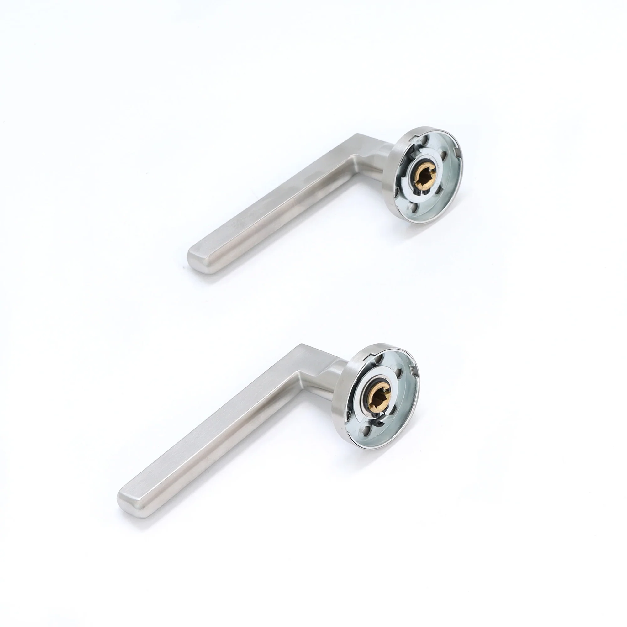 Superior Luna Lever on Round Rose CE13 Fire Door Handle Set - Satin Stainless Steel (123529) - Image 3