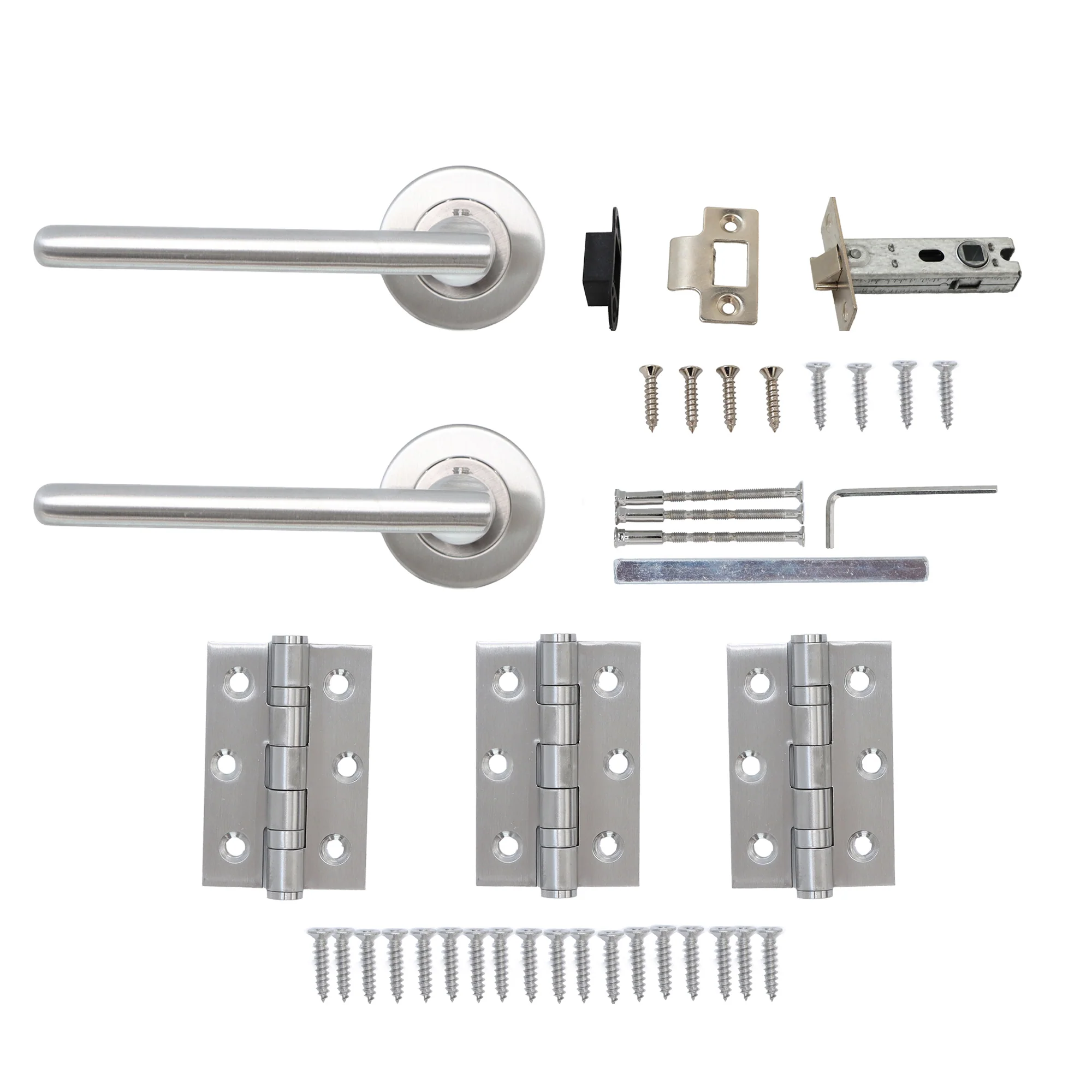 Superior Luna Lever on Round Rose CE13 Fire Door Handle Set - Satin Stainless Steel (123529) - Image 6