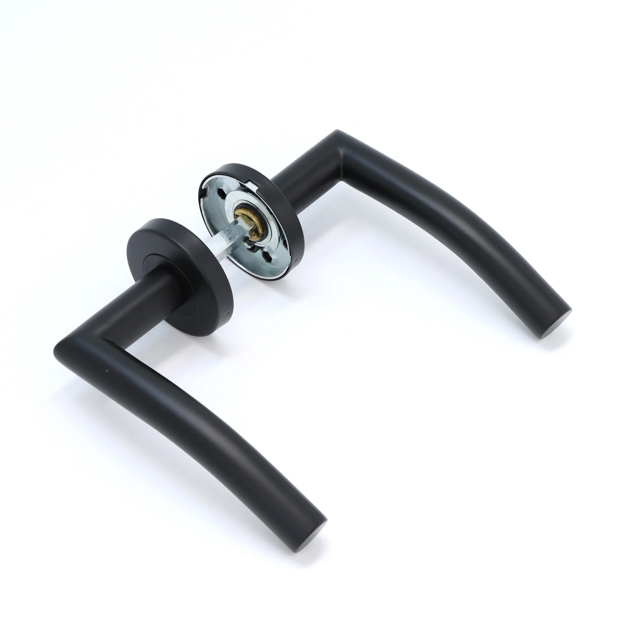 Superior Miranda Lever on Round Rose CE13 Fire Door Handle Set - Matt Black (123557) - Image 2