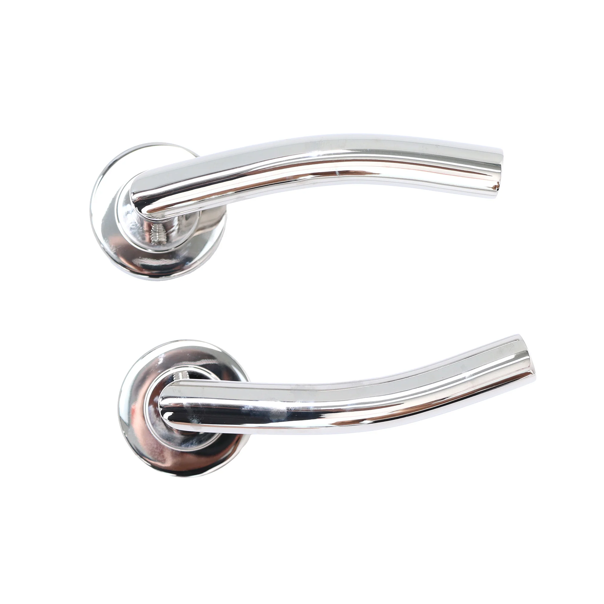 Superior Miranda Lever on Round Rose CE13 Fire Door Handle Set - Polished Stainless Steel (123555)