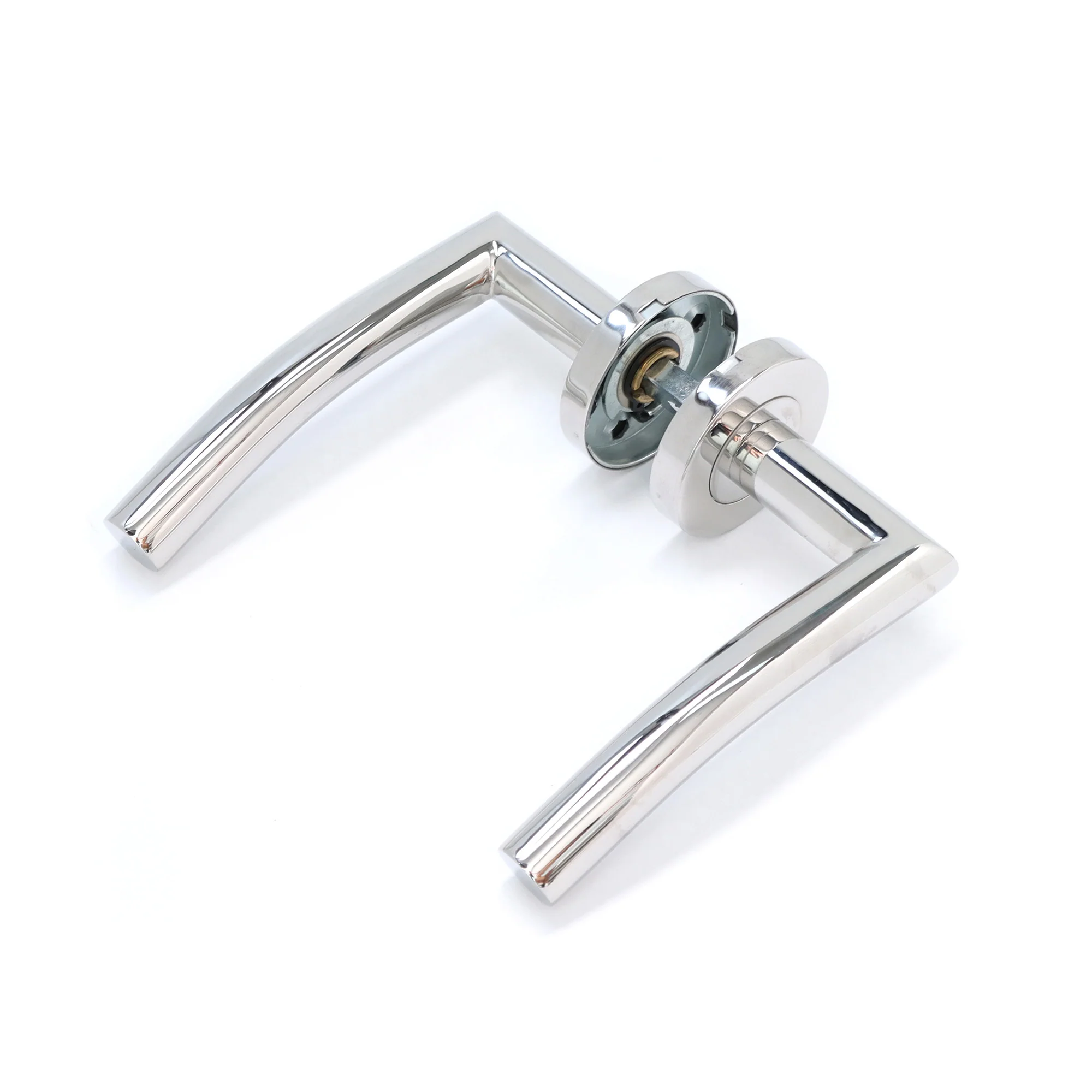 Superior Miranda Lever on Round Rose CE13 Fire Door Handle Set - Polished Stainless Steel (123555) - Image 2