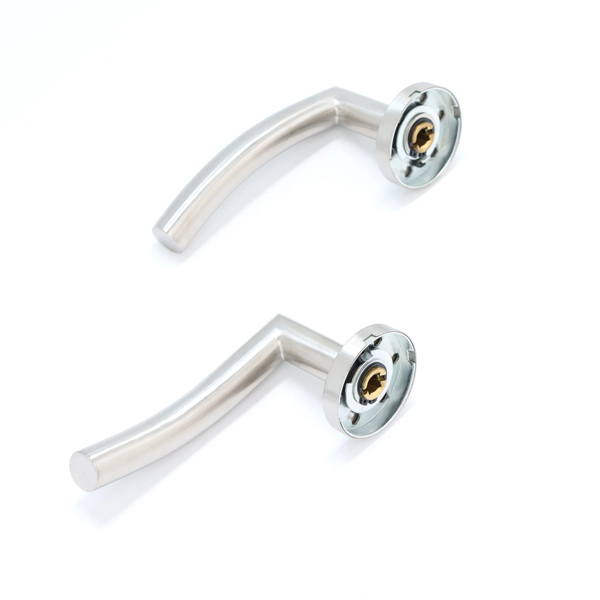 Superior Miranda Lever on Round Rose CE13 Fire Door Handle Set - Satin Stainless Steel (123554) - Image 3