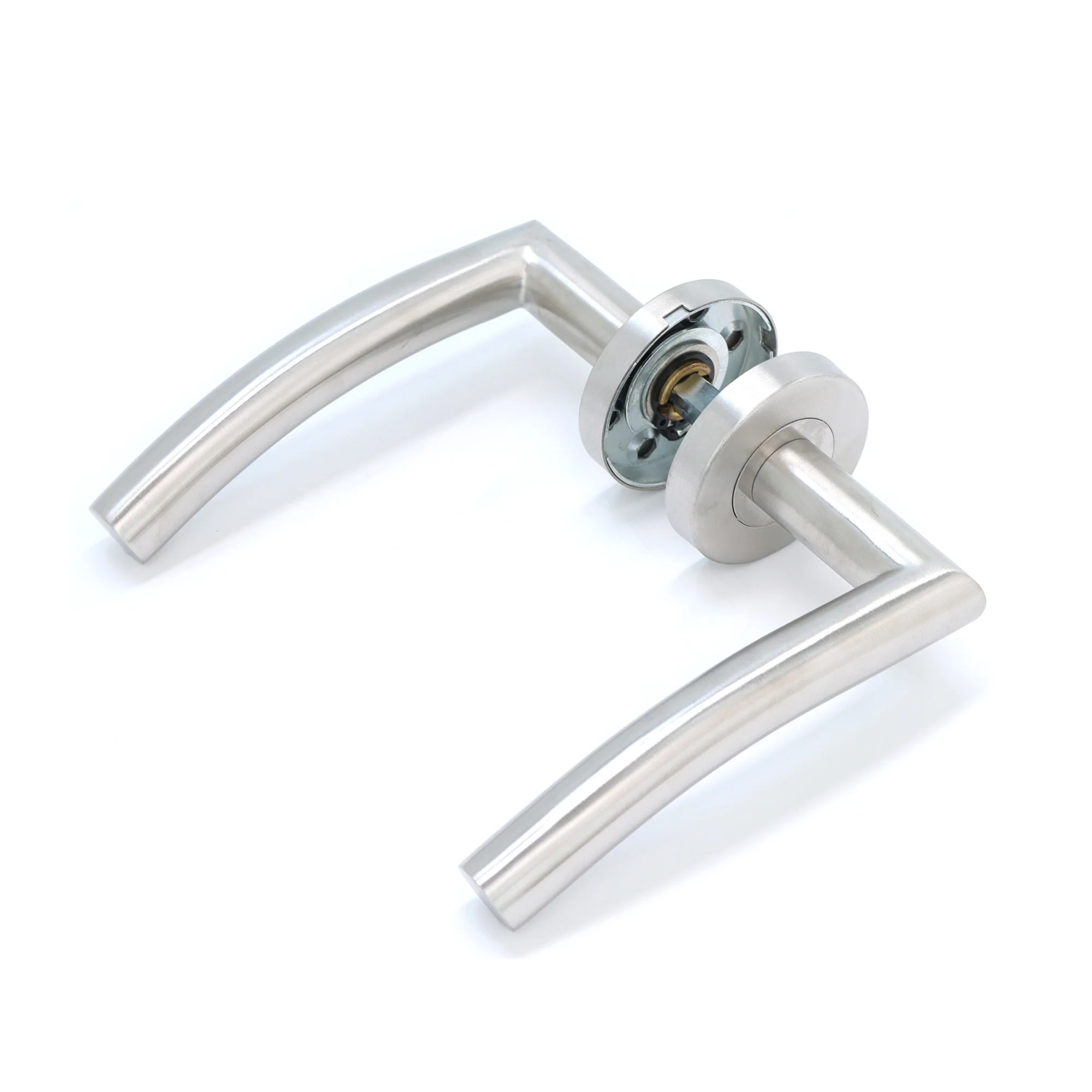 Superior Miranda Lever on Round Rose CE13 Fire Door Handle Set - Satin Stainless Steel (123554) - Image 4