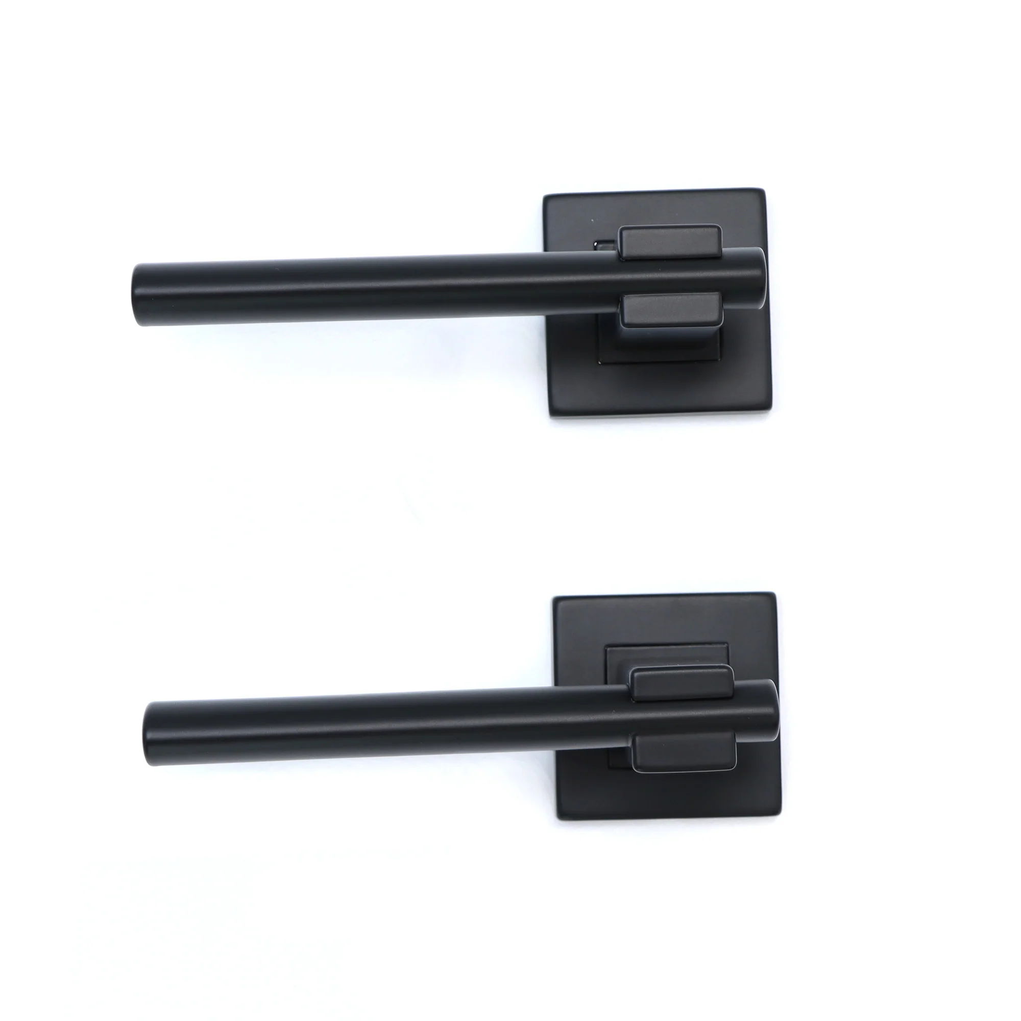 Superior Phobos Lever on Square Rose Bathroom Handle Set - Matt Black (123521) - Image 4