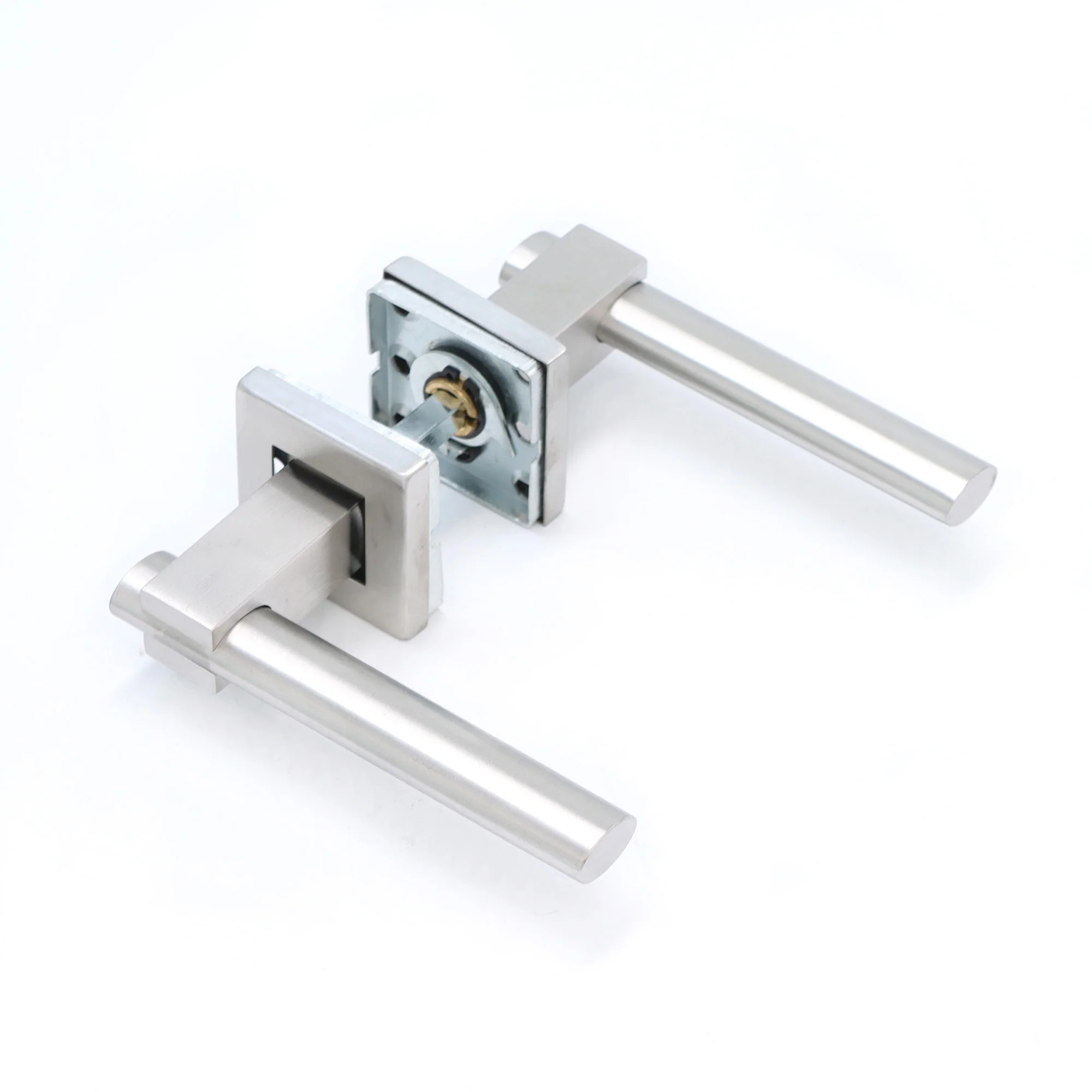Superior Phobos Lever on Square Rose Bathroom Handle Set - Satin Stainless Steel (123519) - Image 3