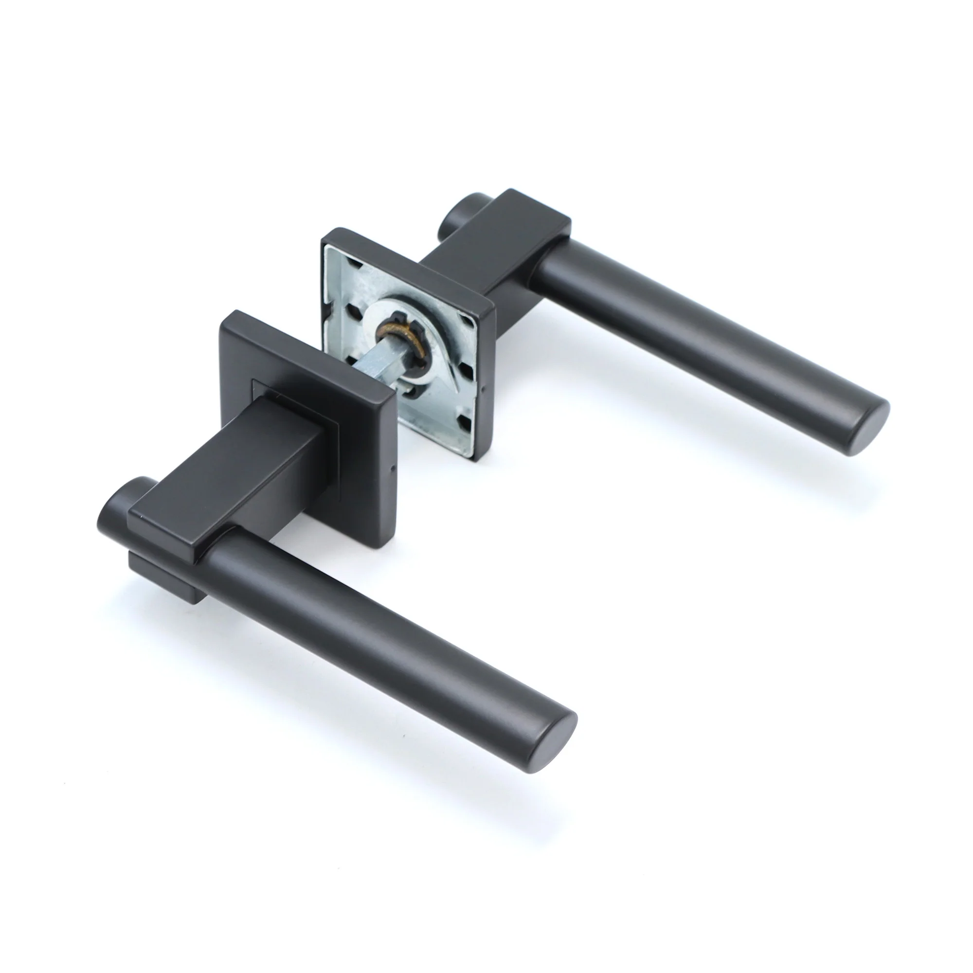 Superior Proxima Lever on Round Rose Bathroom Handle Set - Matt Black (123524) - Image 3