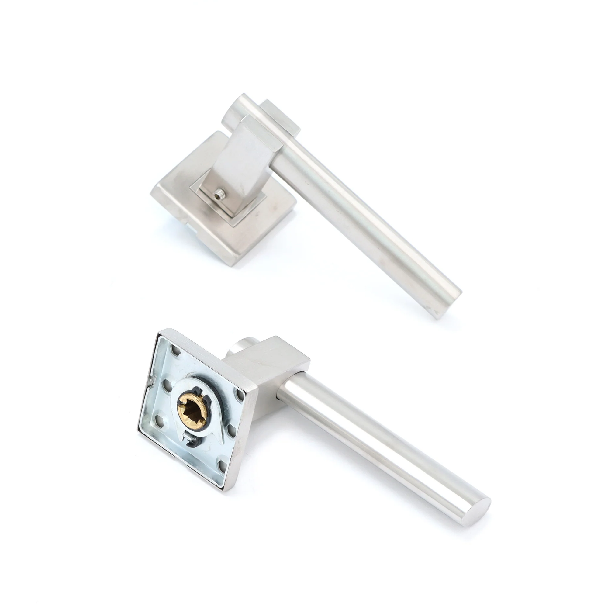 Superior Proxima Lever on Round Rose Bathroom Handle Set - Satin Stainless Steel (123522) - Image 4