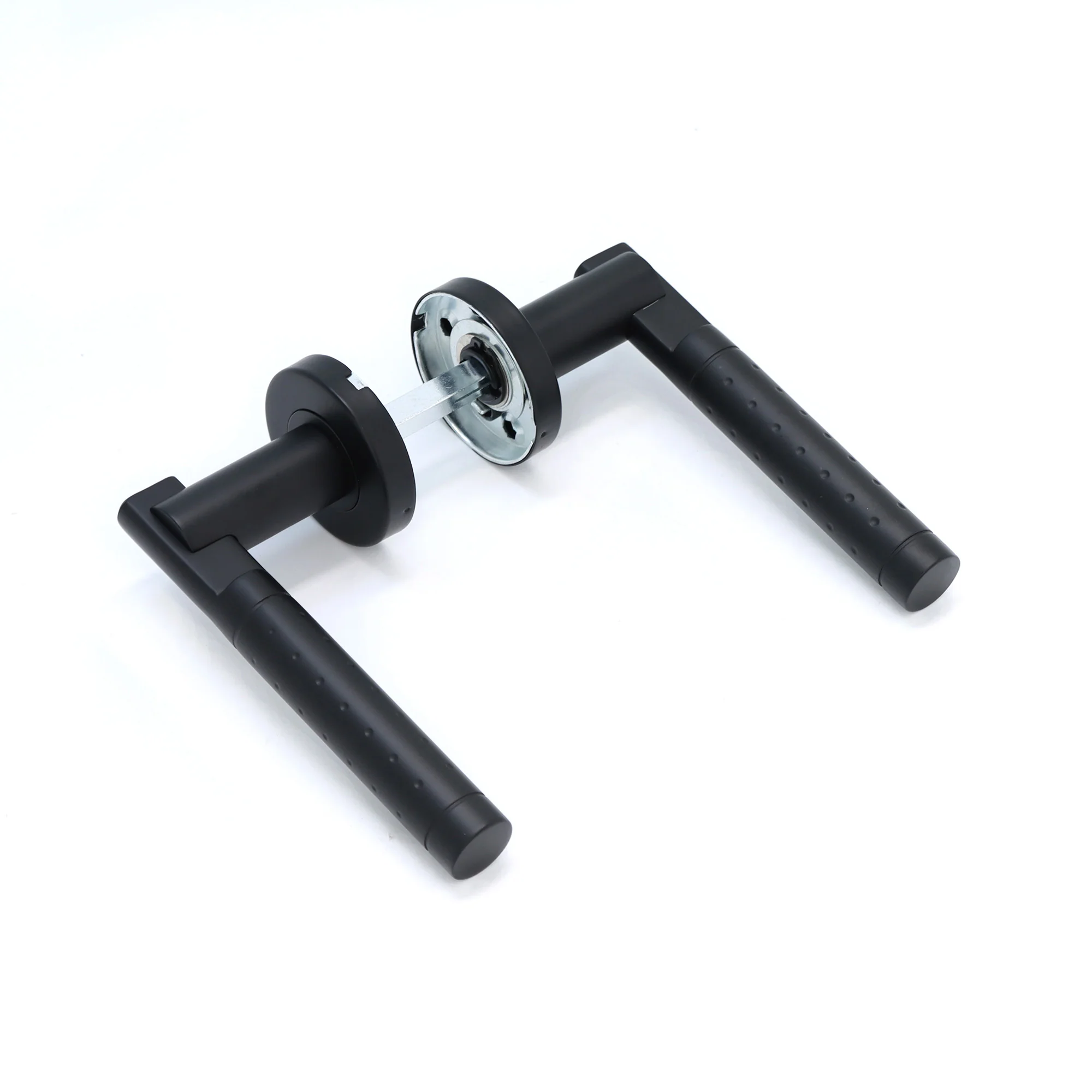 Superior Proxima Lever on Round Rose CE13 Fire Door Handle Set - Matt Black (123553) - Image 2