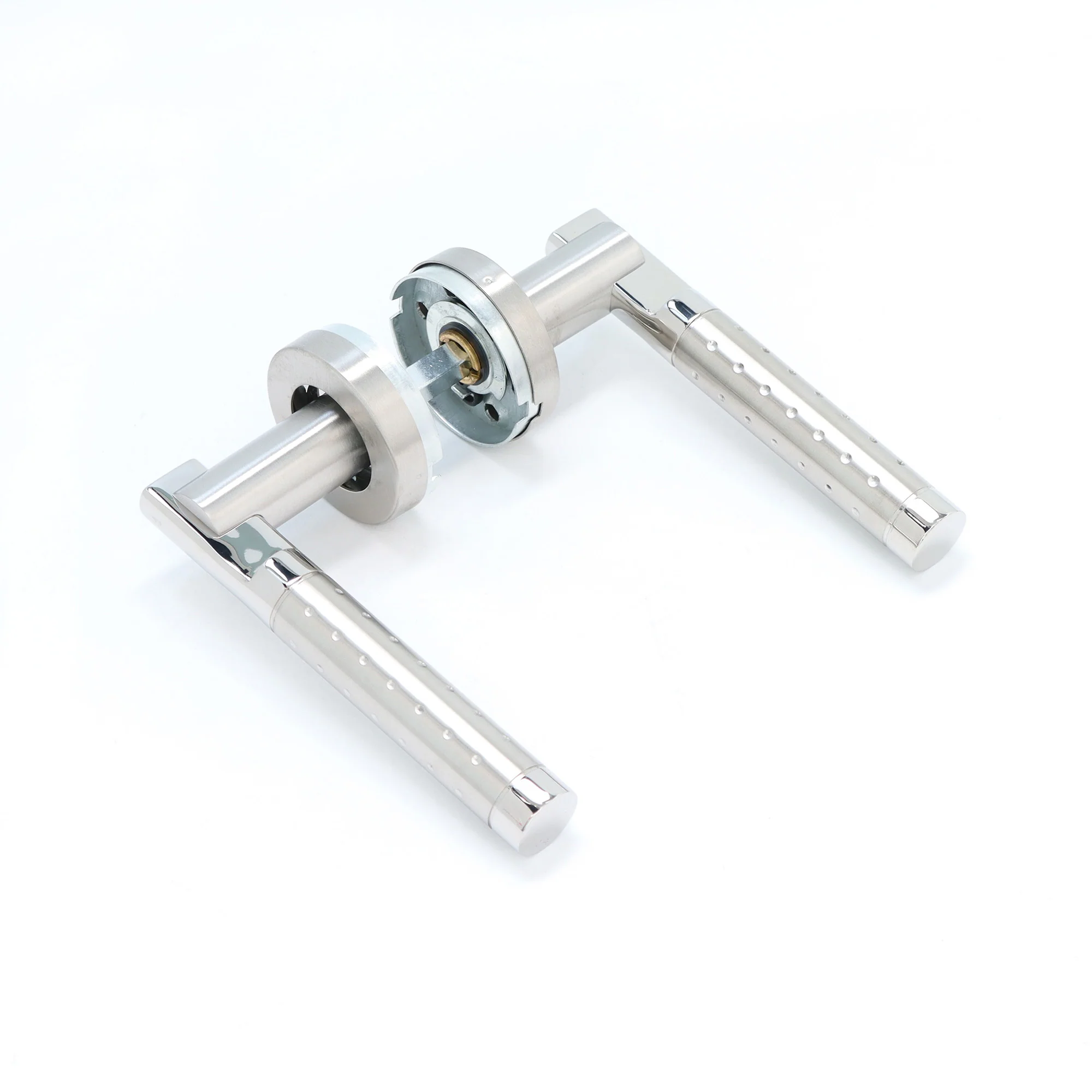 Superior Proxima Lever on Round Rose CE13 Fire Door Handle Set - Polished Stainless Steel (123552) - Image 2