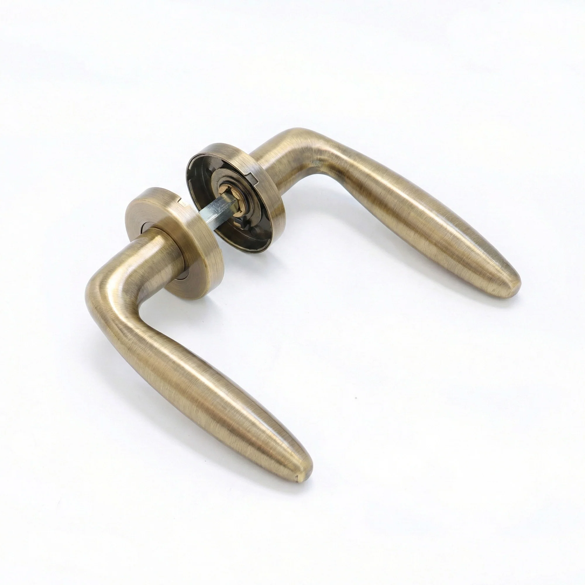Superior Sirius Lever on Round Rose Bathroom Handle Set - Antique Brass (123513) - Image 2