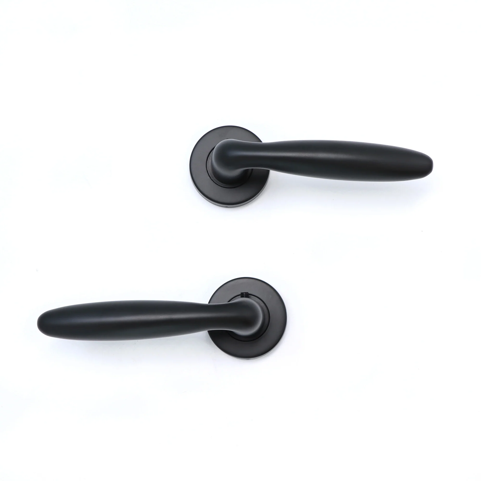 Superior Sirius Lever on Round Rose Bathroom Handle Set - Matt Black (123514) - Image 5