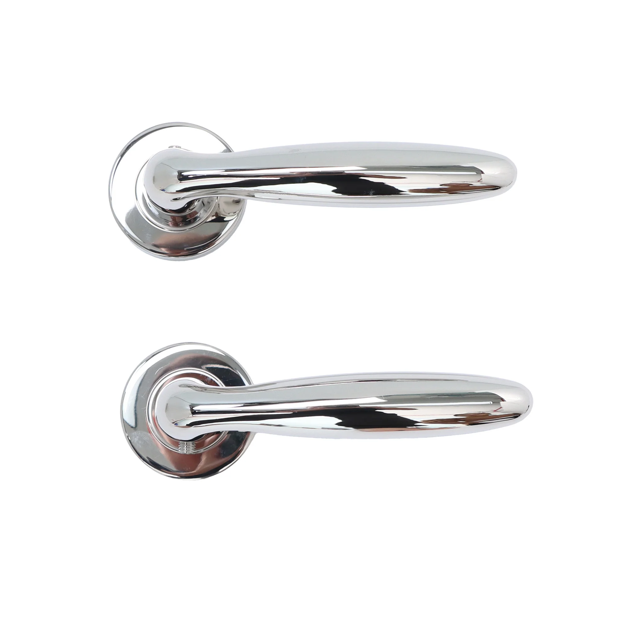 Superior Sirius Lever on Round Rose Bathroom Handle Set - Polished Stainless Steel (123512) - Image 3