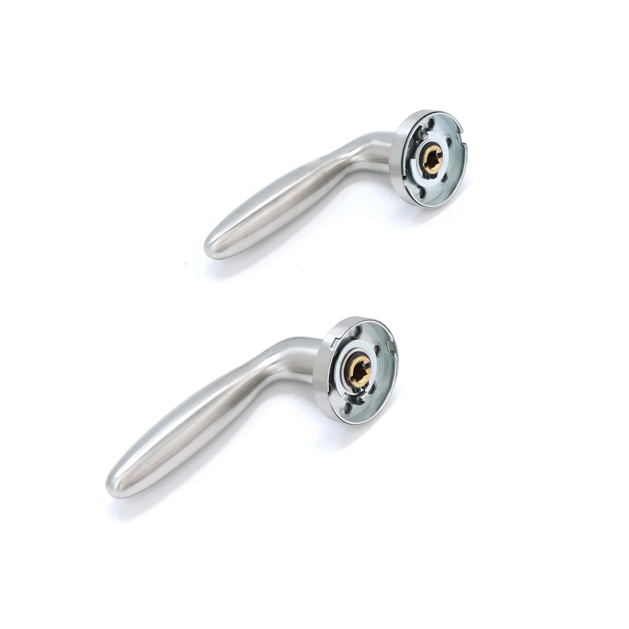 Superior Sirius Lever on Round Rose Bathroom Handle Set - Satin Stainless Steel (123511) - Image 6