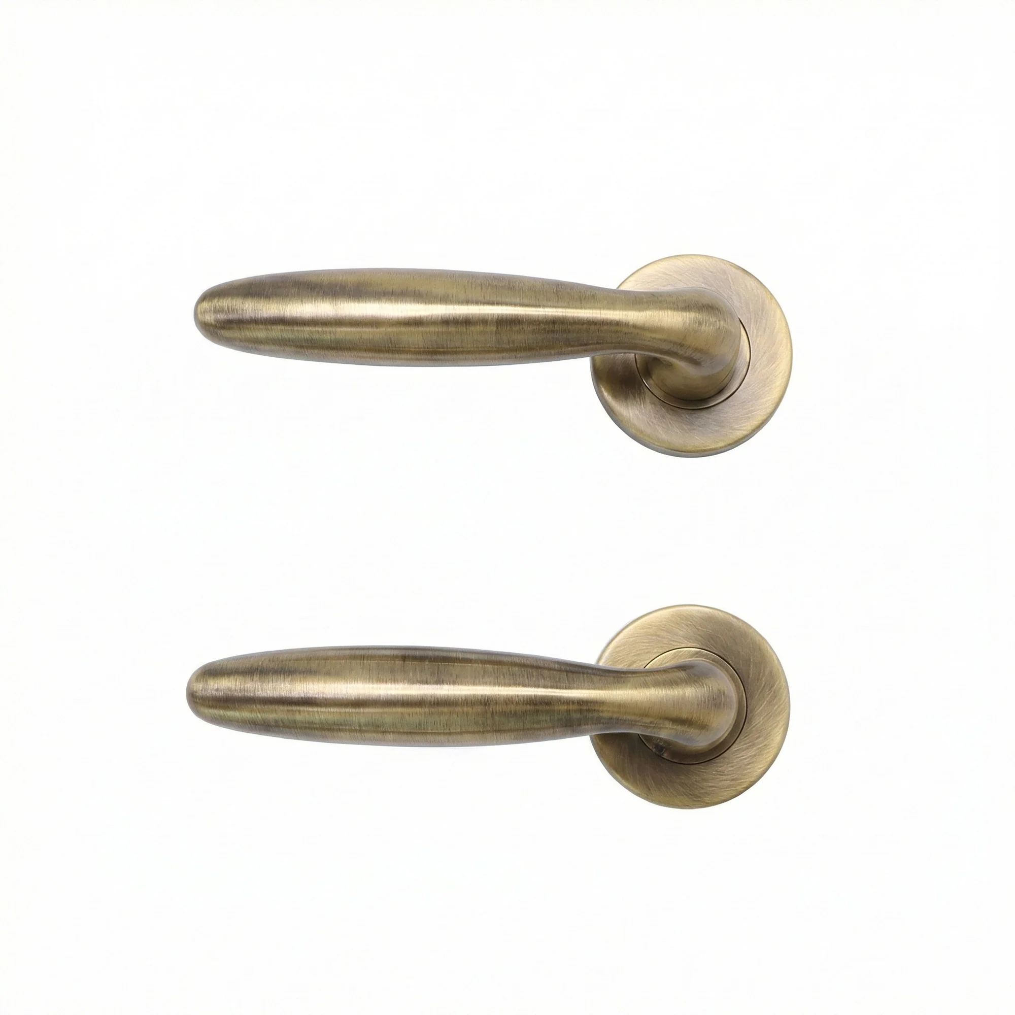 Superior Sirius Lever on Round Rose CE13 Fire Door Handle Set - Antique Brass (123542) - Image 2