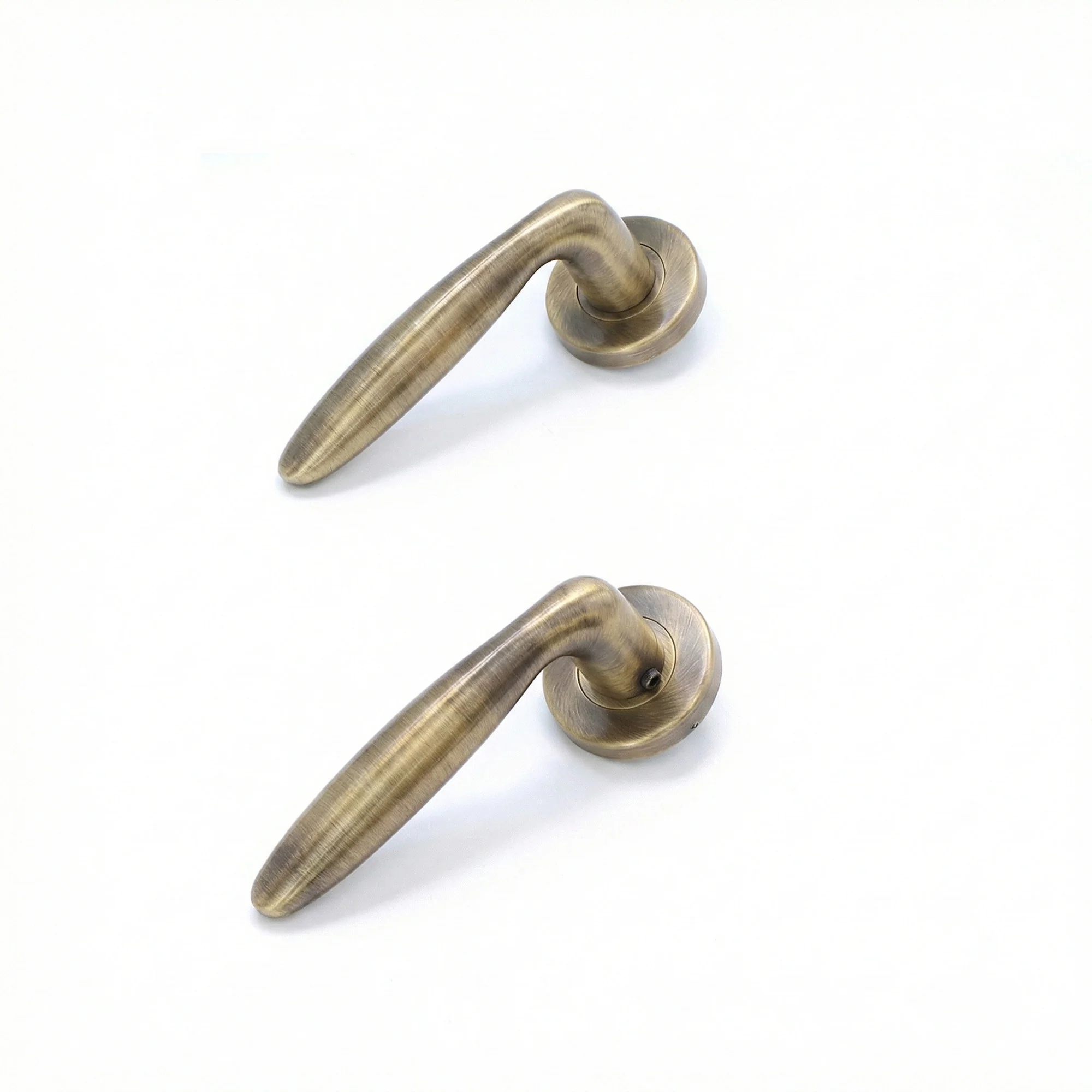 Superior Sirius Lever on Round Rose CE13 Fire Door Handle Set - Antique Brass (123542) - Image 3