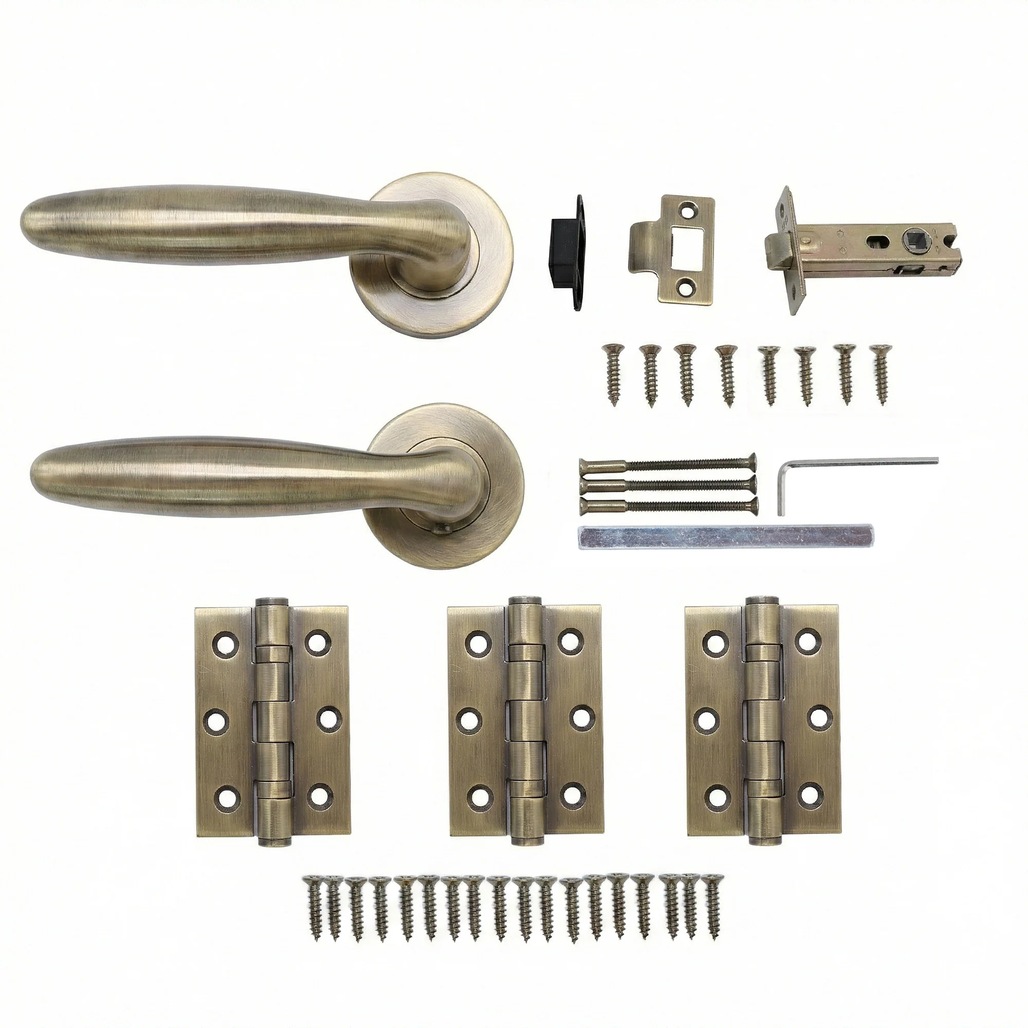 Superior Sirius Lever on Round Rose CE13 Fire Door Handle Set - Antique Brass (123542) - Image 4