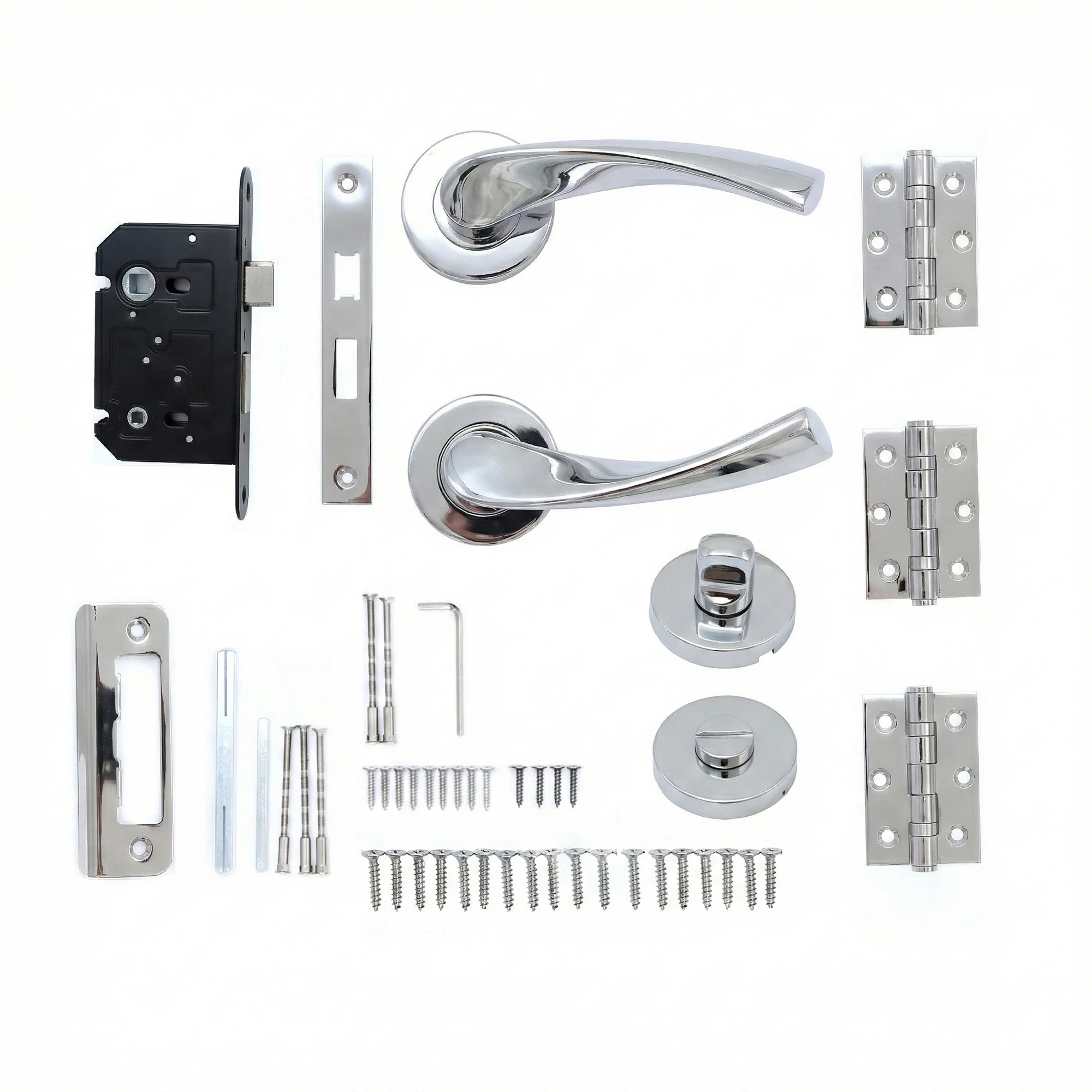 Superior Vega Lever on Round Rose Bathroom Handle Set - Polished Stainless Steel (123505)