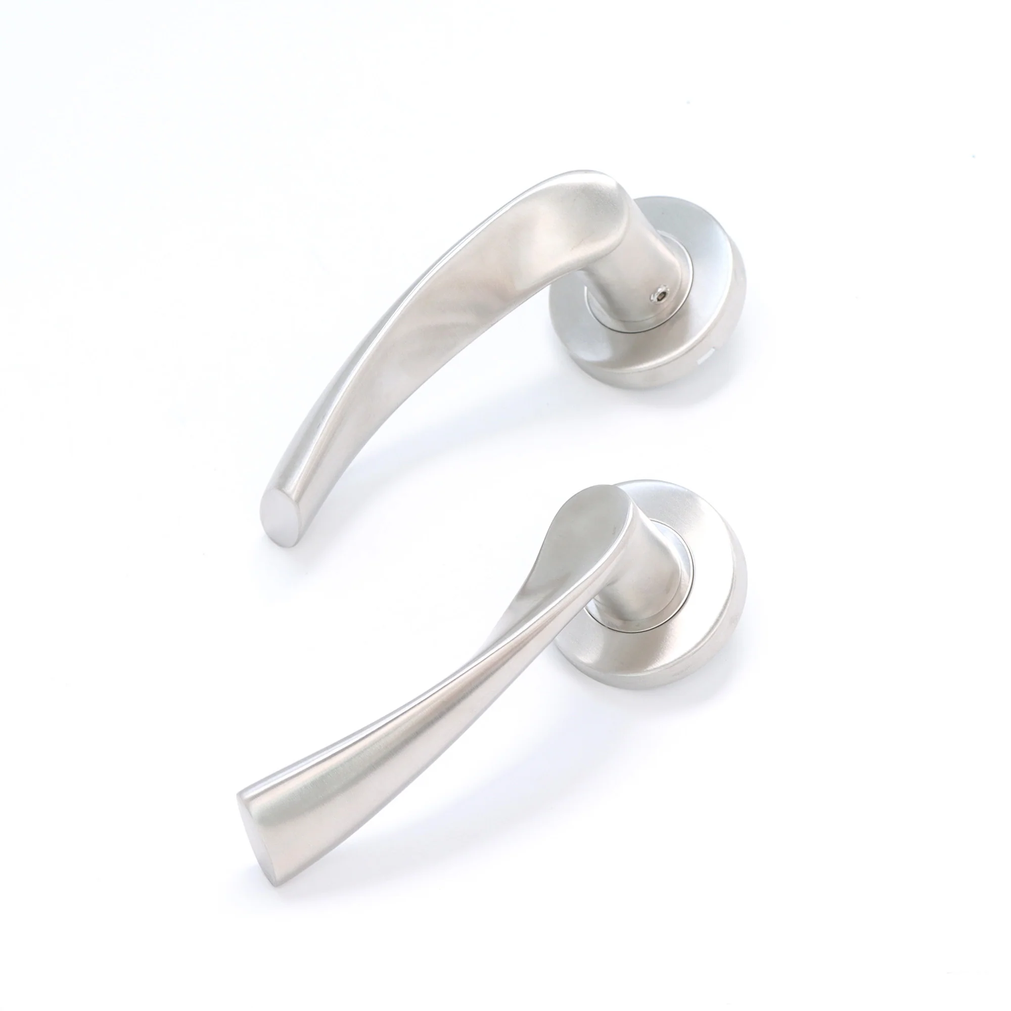 Superior Vega Lever on Round Rose Bathroom Handle Set - Satin Stainless Steel (123504) - Image 4