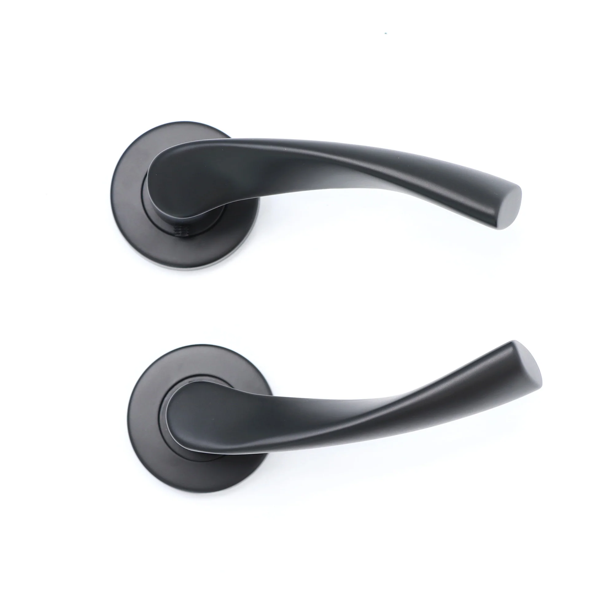 Superior Vega Lever on Round Rose Bathroom Handle Set - Matt Black (123507) - Image 6