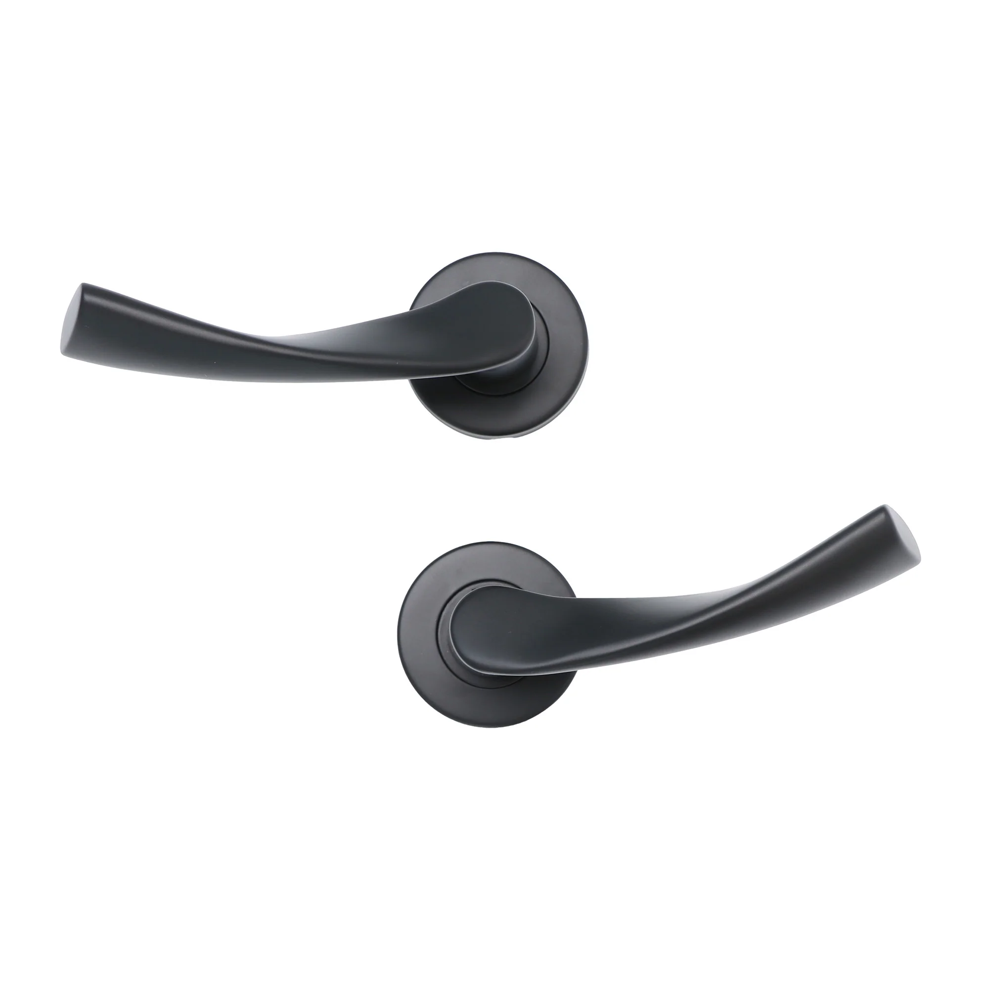 Superior Vega Lever on Round Rose Bathroom Handle Set - Matt Black (123507) - Image 5